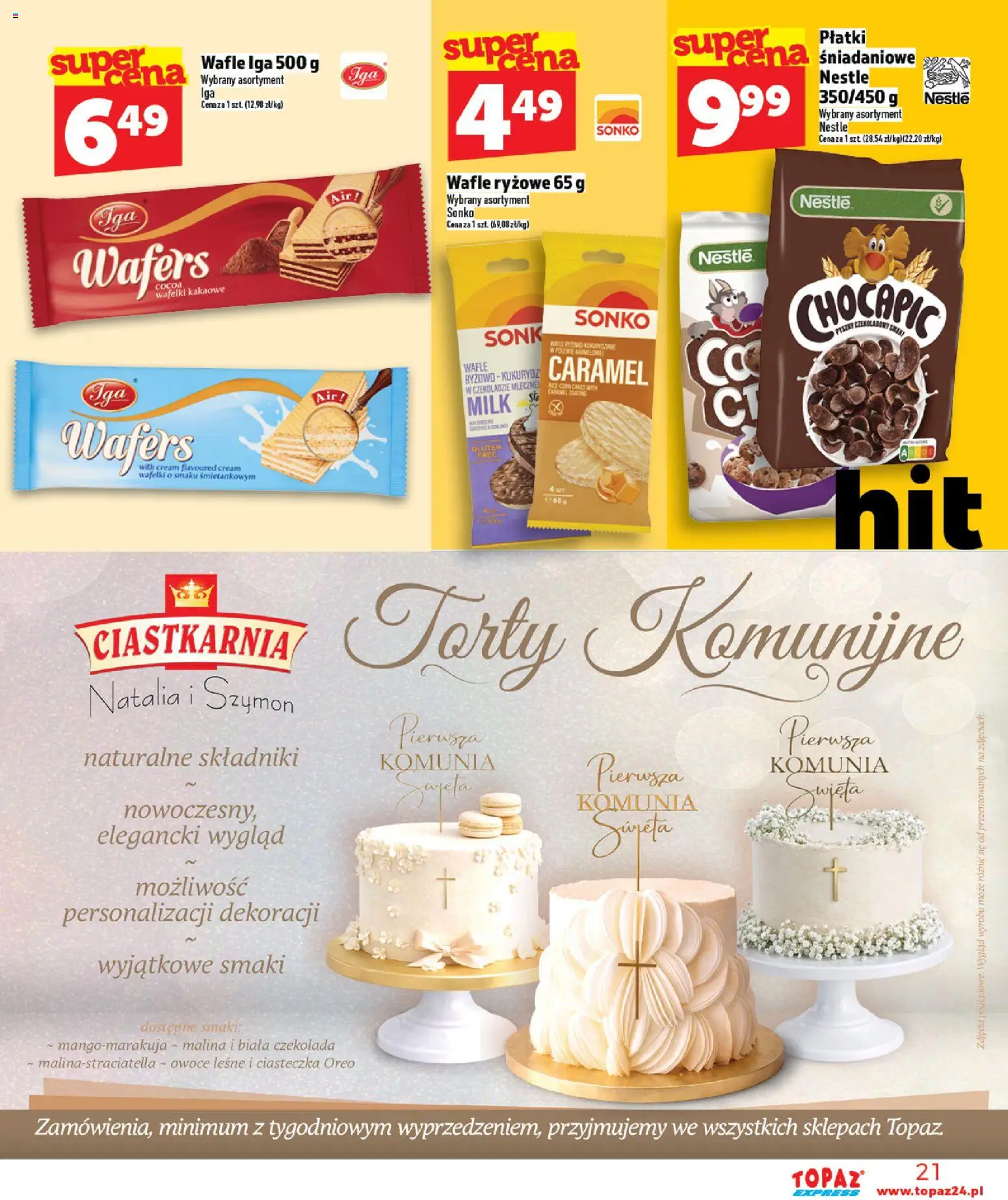 Topaz gazetka - Express od 16.04.2026 | Strona: 21 | Produkty: Malina, Wafle ryżowe, Wafelki, Płatki