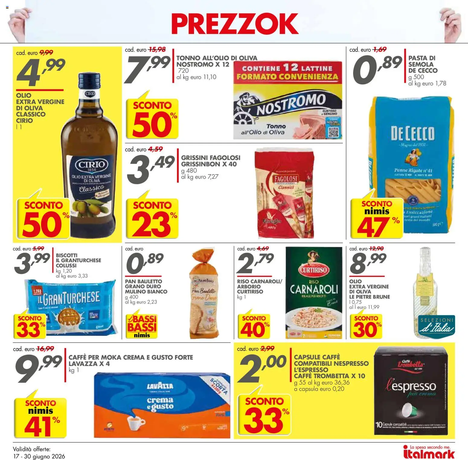 Volantino Italmark del 17.06.2026 | Pagina: 12 | Prodotti: Olio, Pasta, Tonno, Lavazza