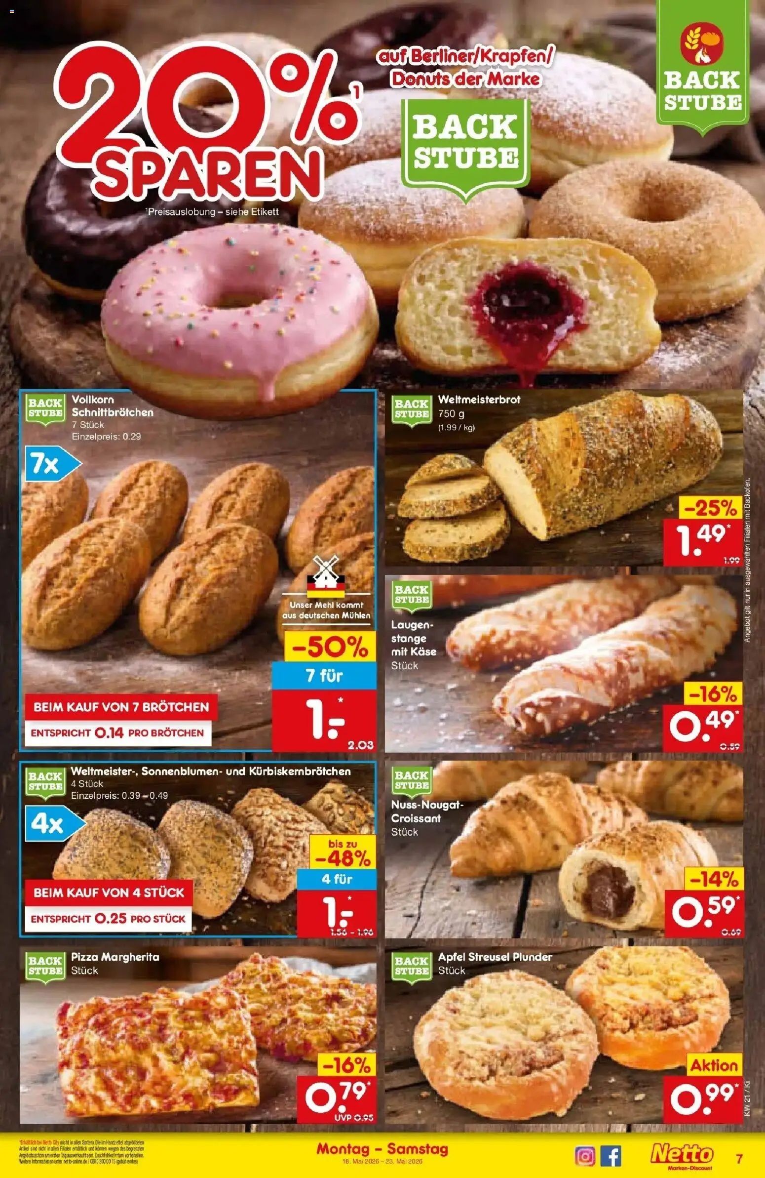 Netto Marken-Discount Prospekt Oberhaid	 – gültig ab 17.05.2026 | Seite: 7 | Produkte: Mehl, Käse, Croissant, Donuts