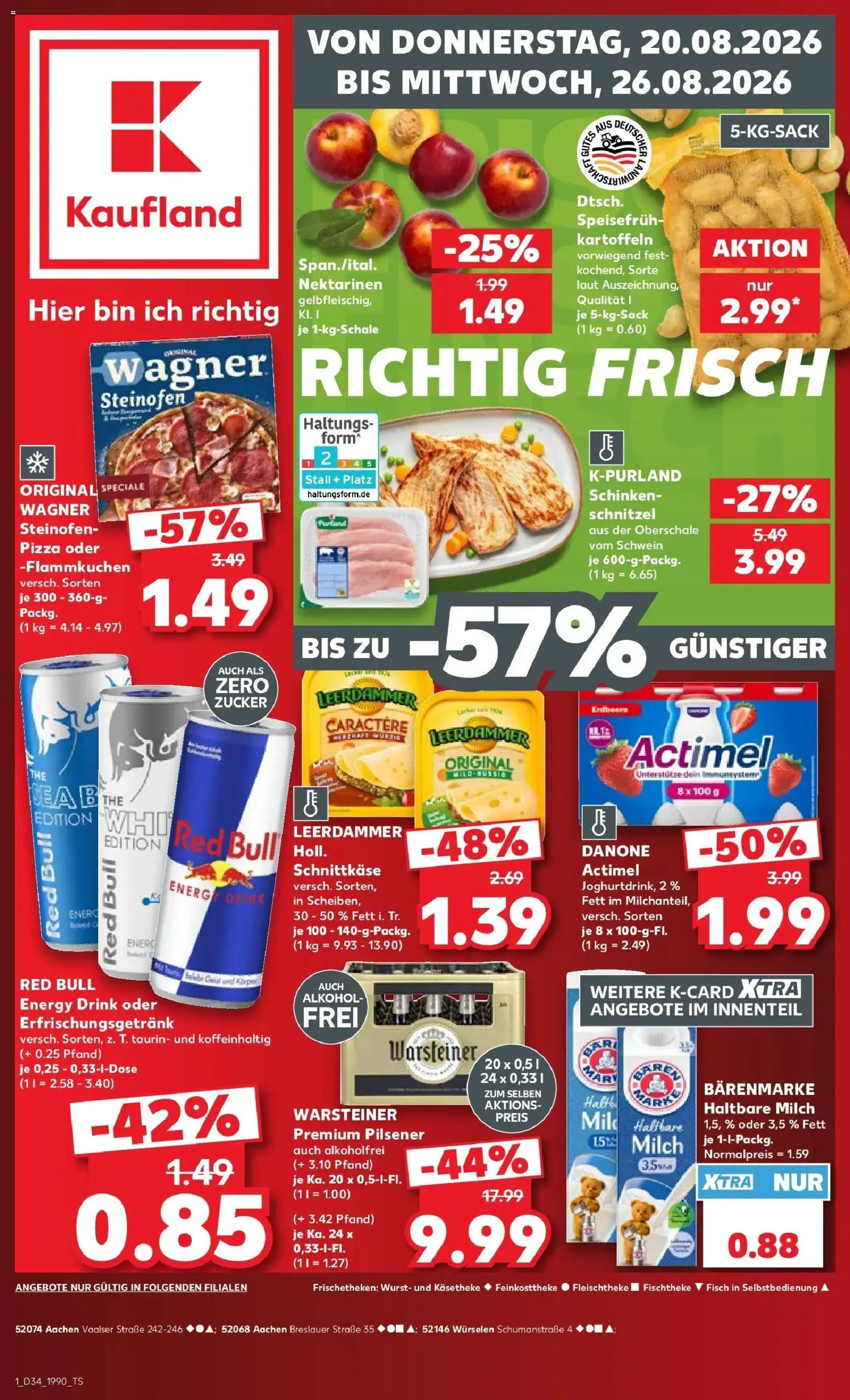 Prospekt Kaufland ab 20.08.2026 » Angebote Online zum Blättern | Seite: 1 | Produkte: Actimel, Milch, Schnitzel, Zucker