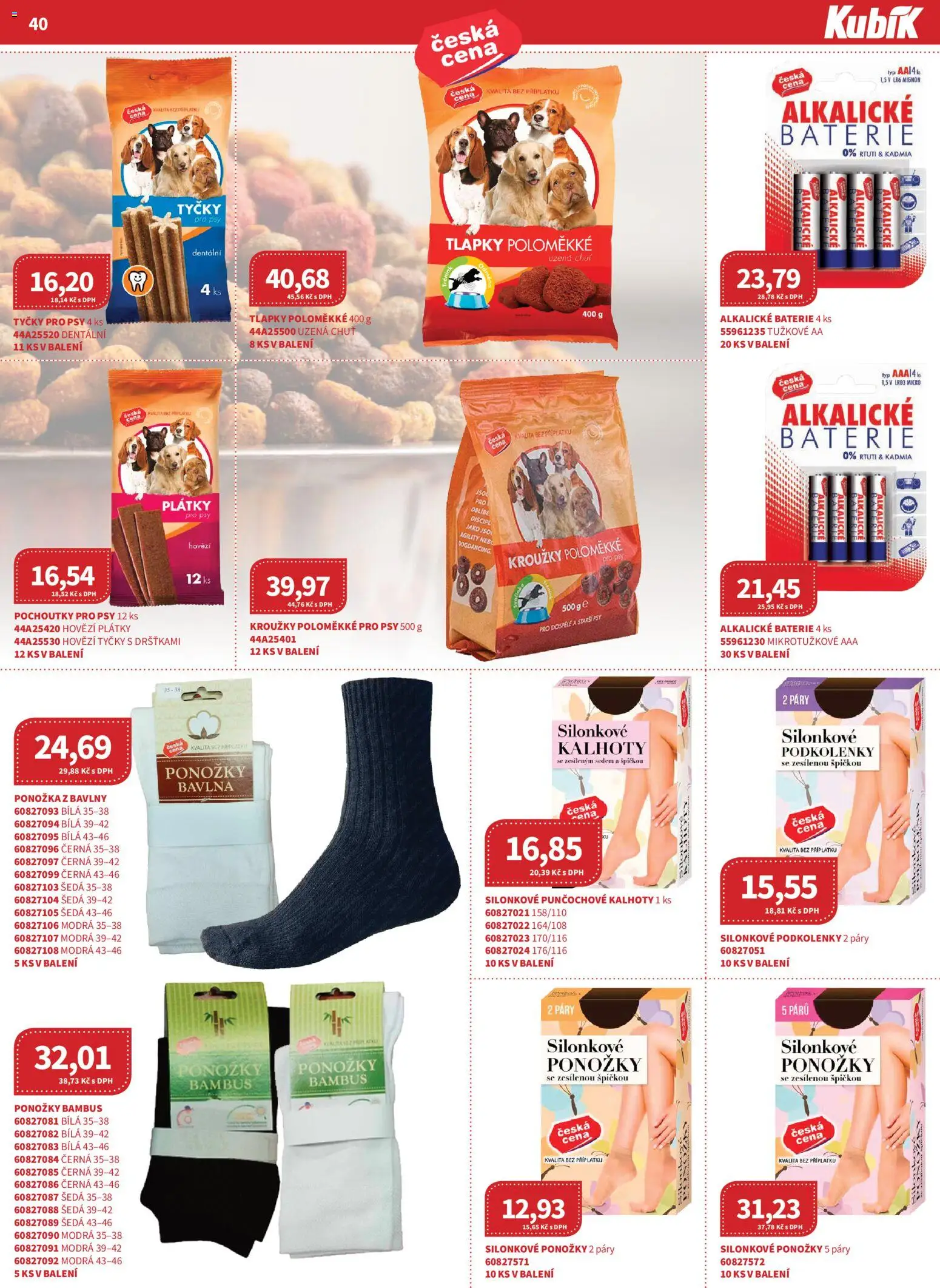 Kubík leták - Velkoobchod 08/2026 od 01.08.2026 | Strana: 40 | Produkty: Hovězí, Kalhoty, Ponožky, Baterie