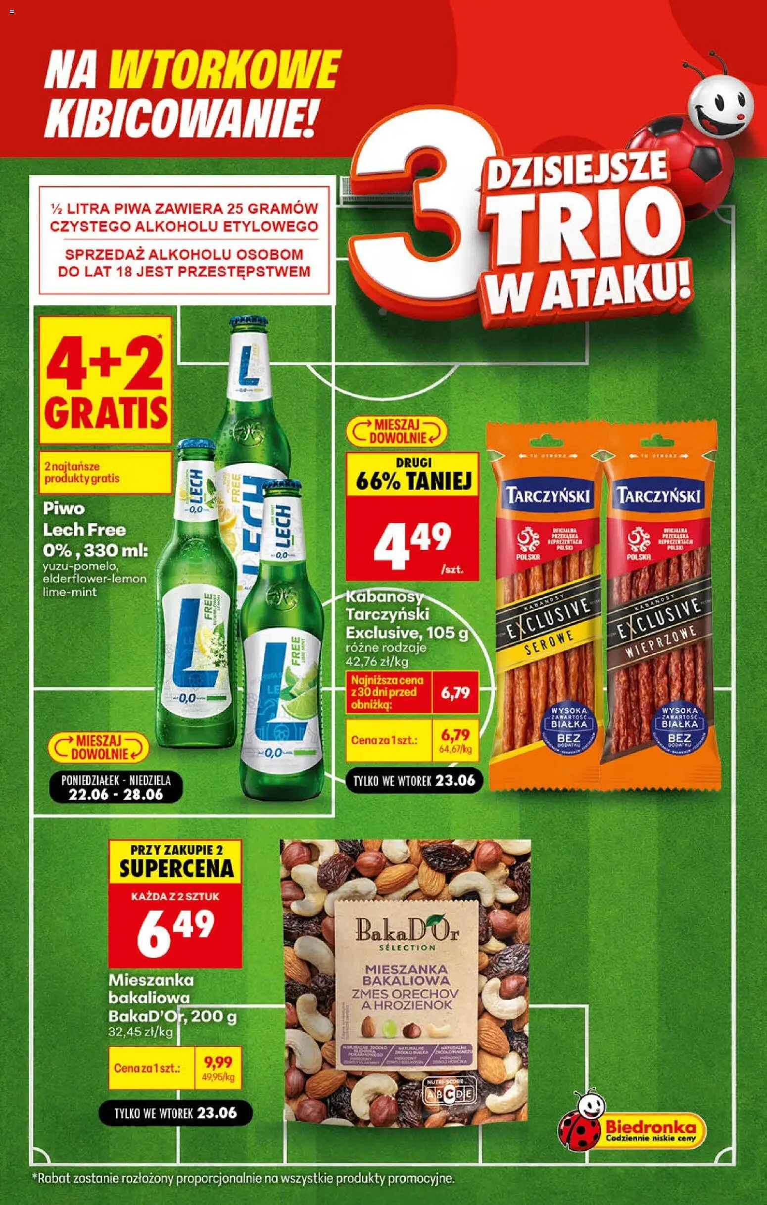 Biedronka gazetka - Football od 23.06.2026 | Strona: 4 | Produkty: Kabanosy, Piwo