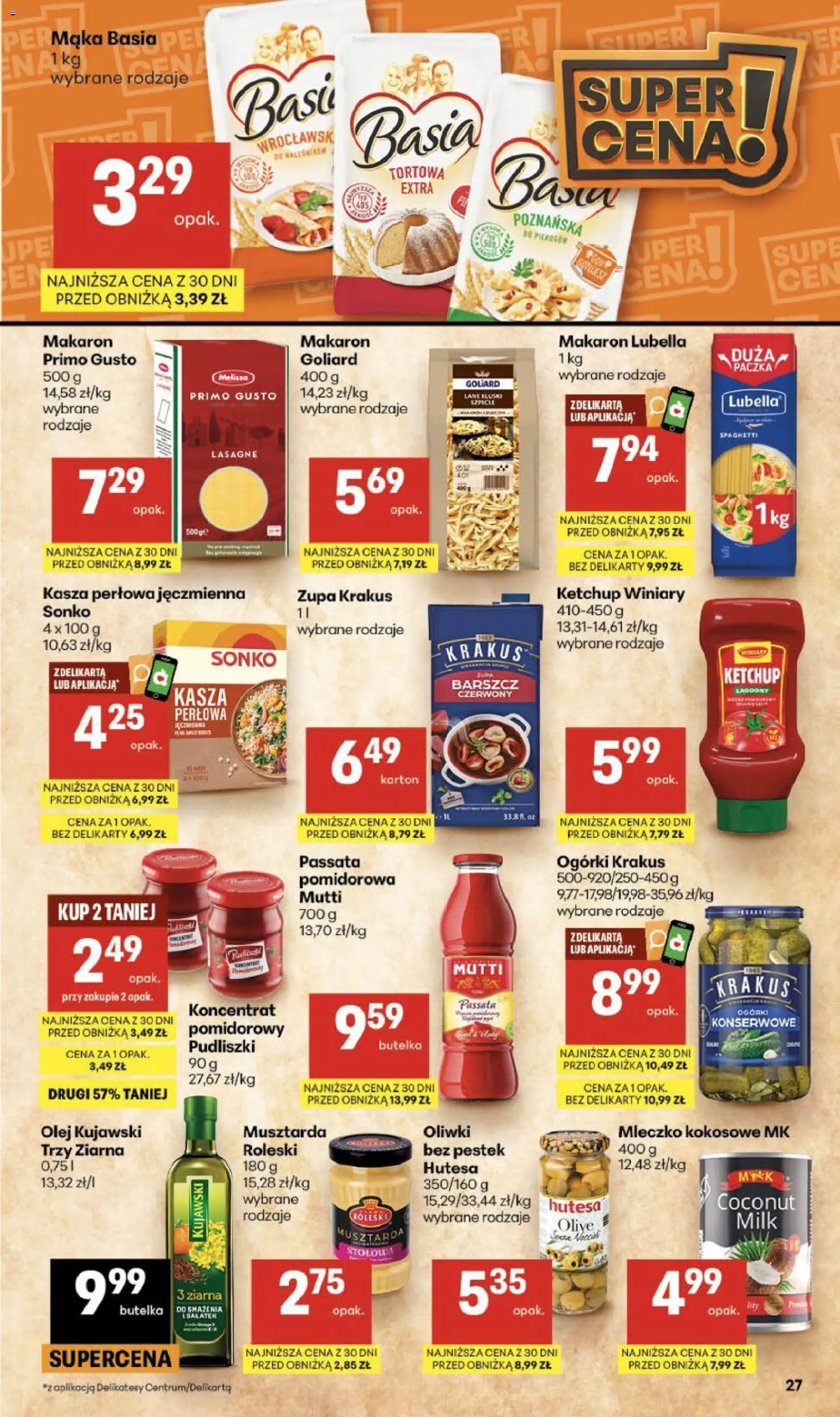 Delikatesy Centrum gazetka od 08.10.2026 | Strona: 27 | Produkty: Kasza, Ketchup, Olej kujawski, Zupa