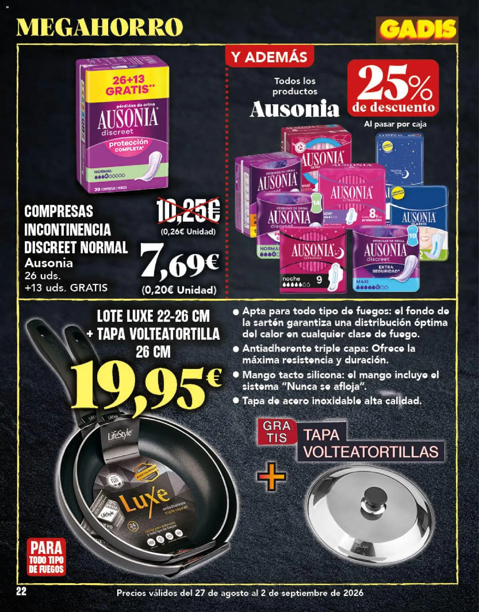 Gadis folleto │ válido desde el 27/08/2026 | Página: 22 | Productos: Mango, Compresas, Caja