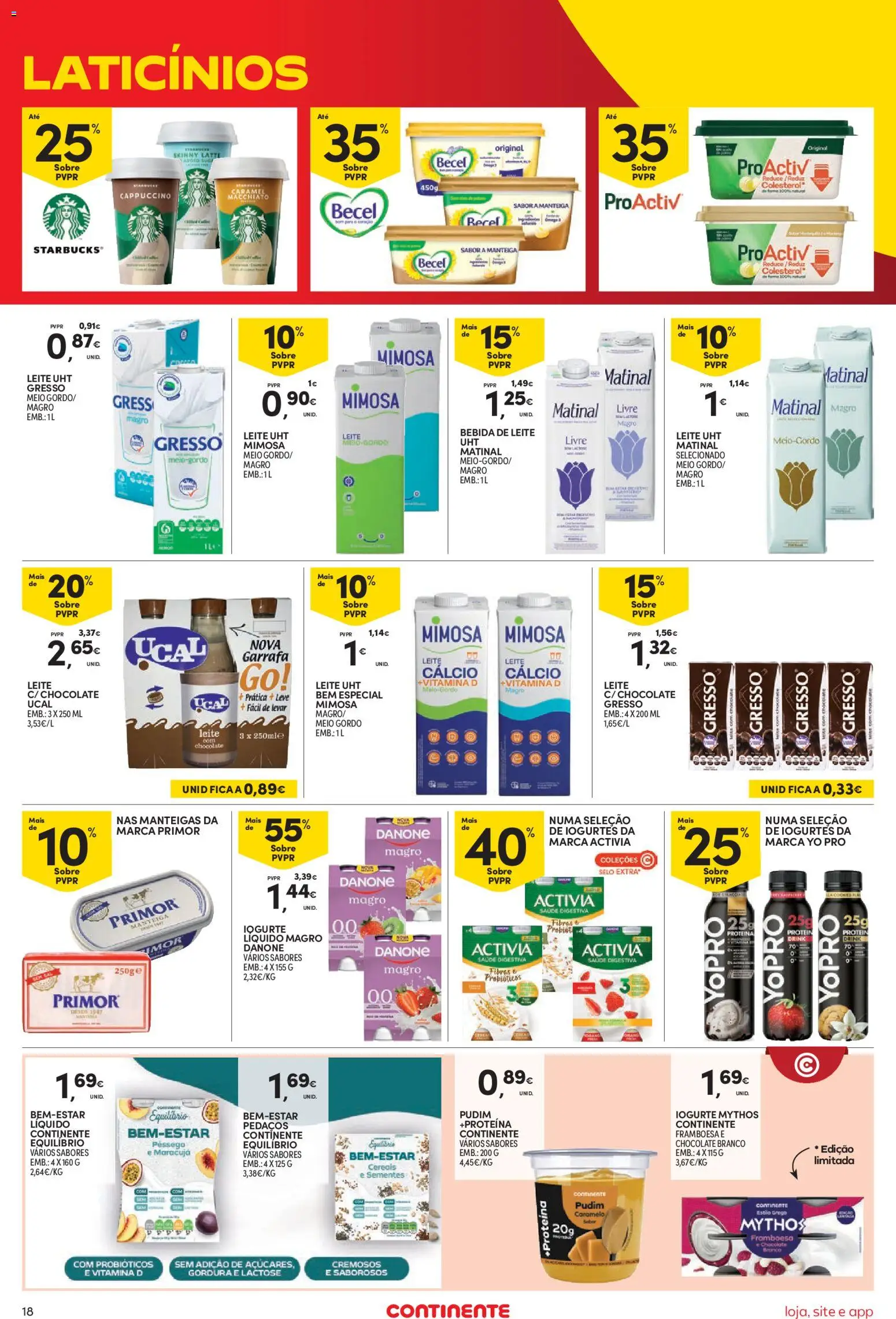 Continente Semanal Continente Bom Dia │ válido de 04/08/2026 | Página: 18 | Produtos: Iogurtes, Leite, Chocolate, Vitamina d