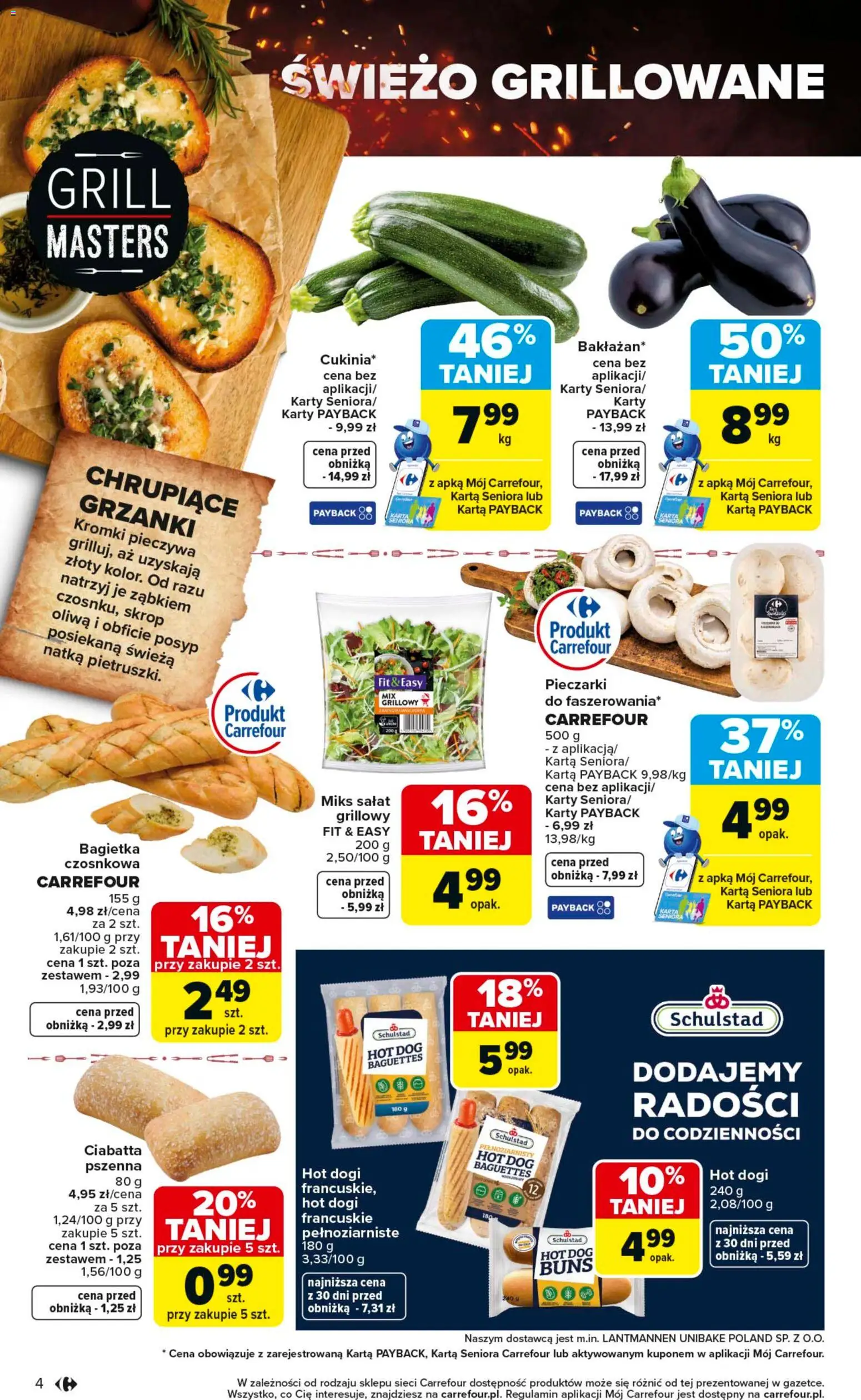Carrefour gazetka - Misja:Grill Cię wzywa od 23.04.2026 | Strona: 4 | Produkty: Karta, Pieczarki, Grill, Bagietka