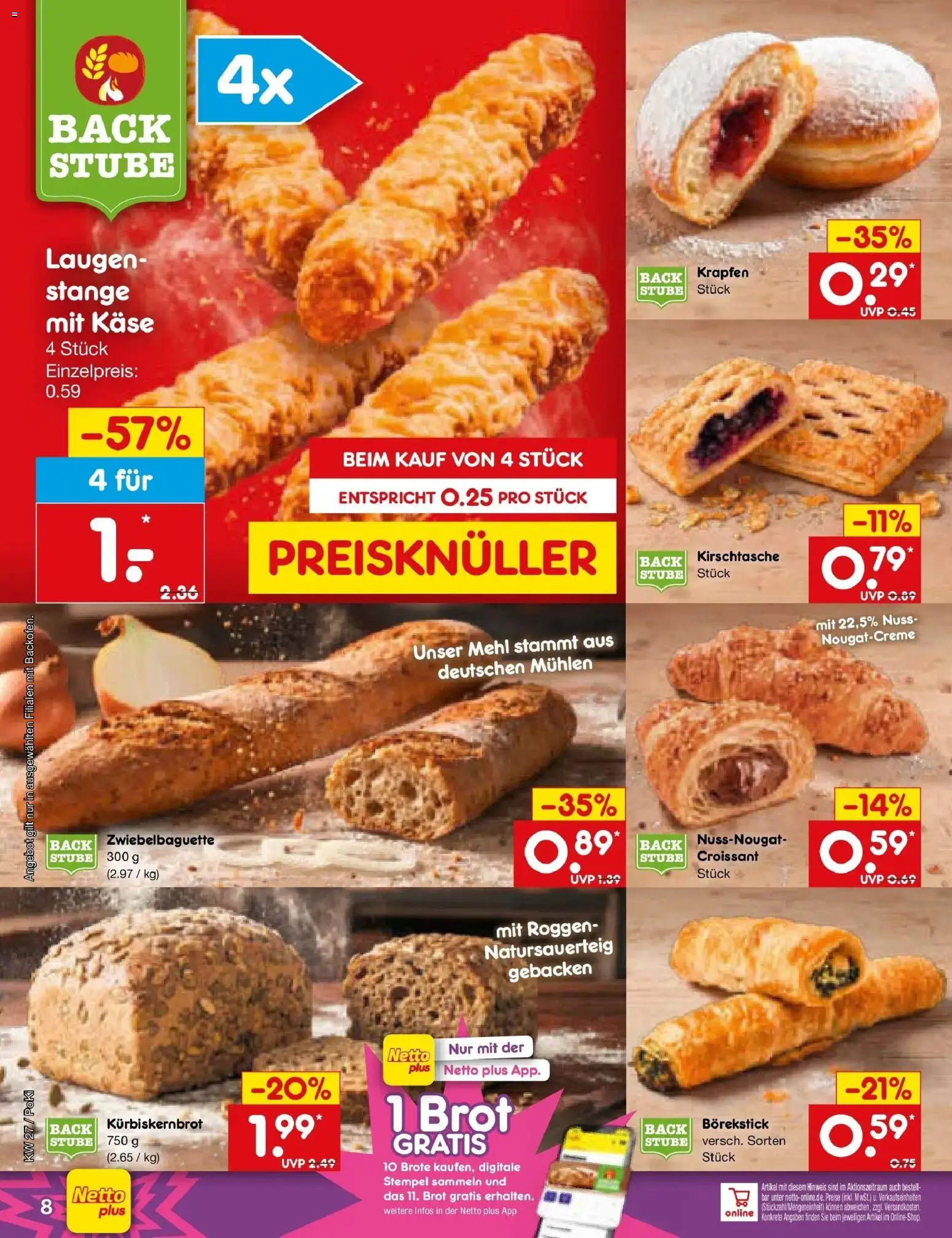 Netto Marken-Discount Prospekt Oberhaid – gültig ab 28.06.2026 | Seite: 10 | Produkte: Mehl, Käse, Croissant, Brot