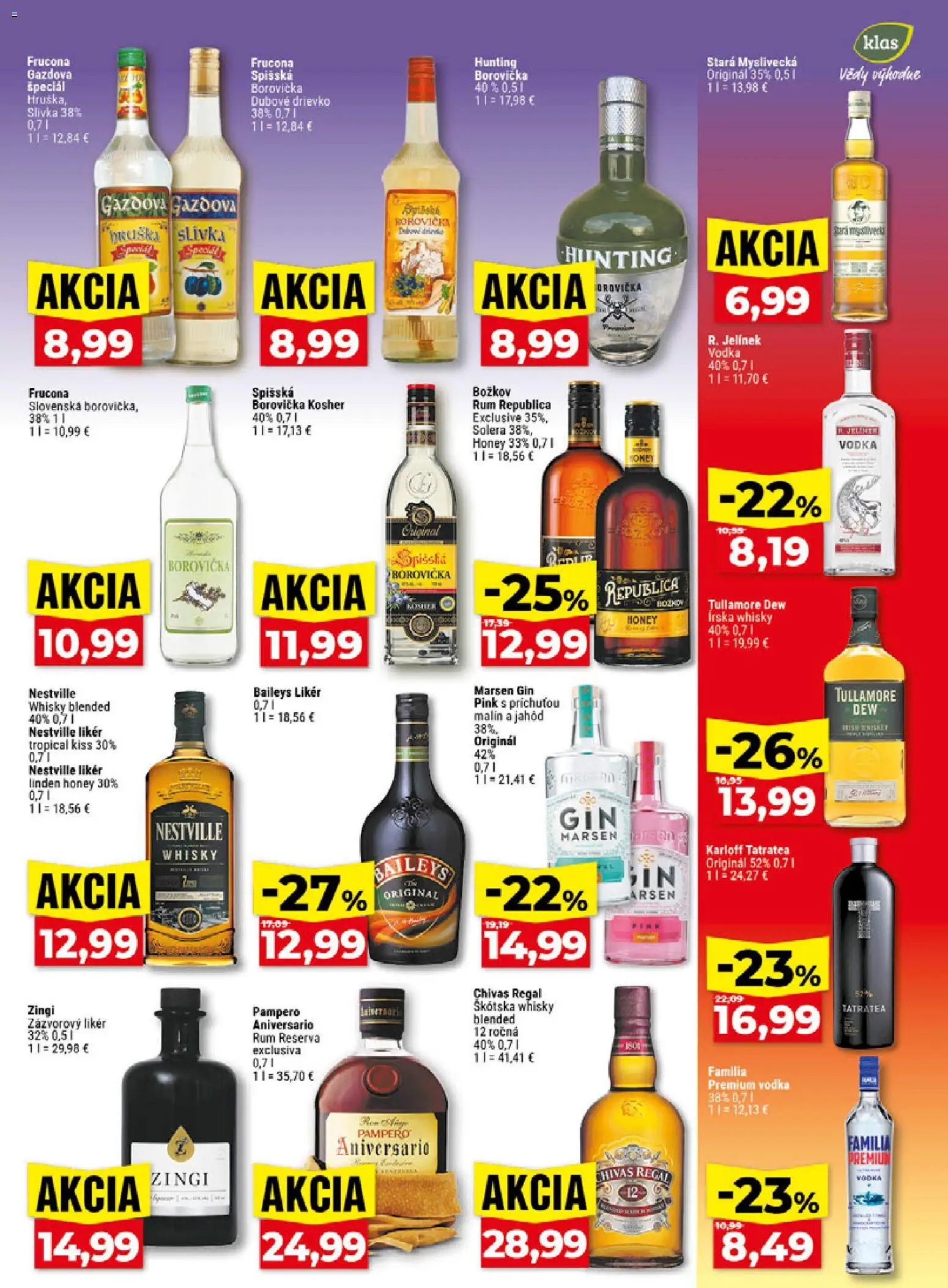Nové Klas akcie – leták je platný od 07.09.2026 | Strana: 22 | Produkty: Regál, Škótska whisky, Chivas Regal, Tullamore Dew