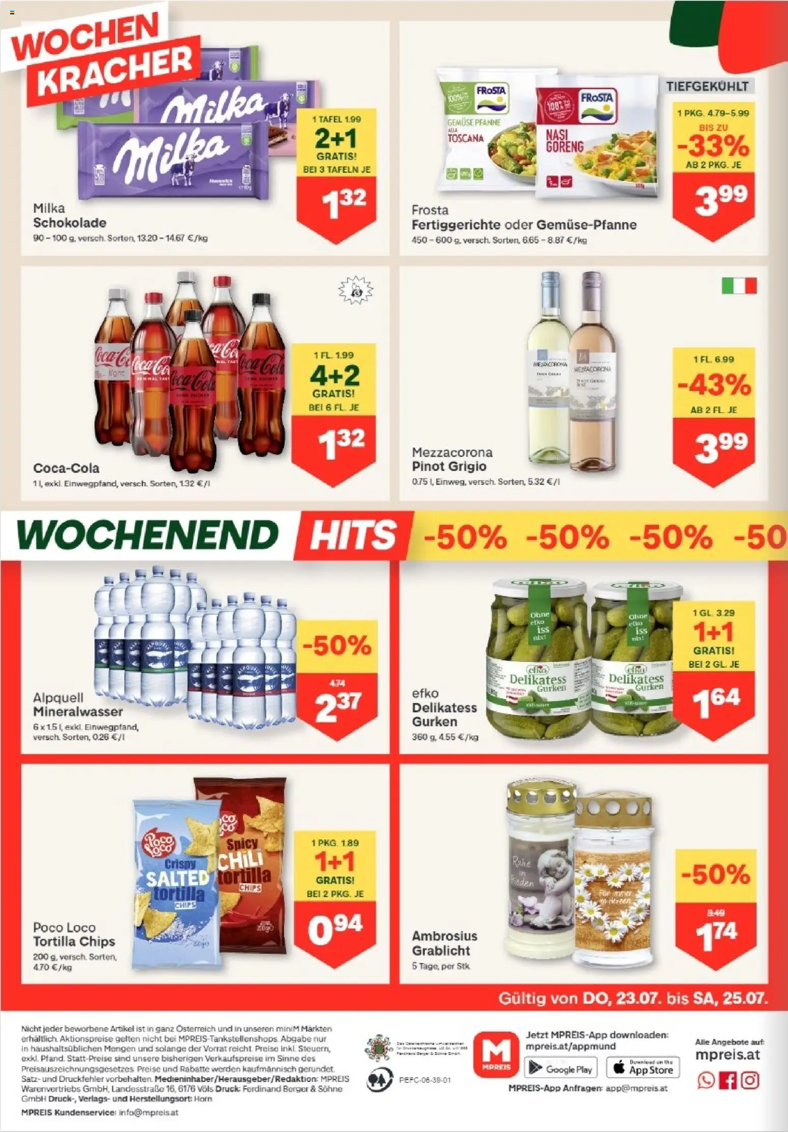 MPREIS Anras gültig ab 23.07.2026 | Seite: 16 | Produkte: Chips, Gurken, Gemüse, Schokolade