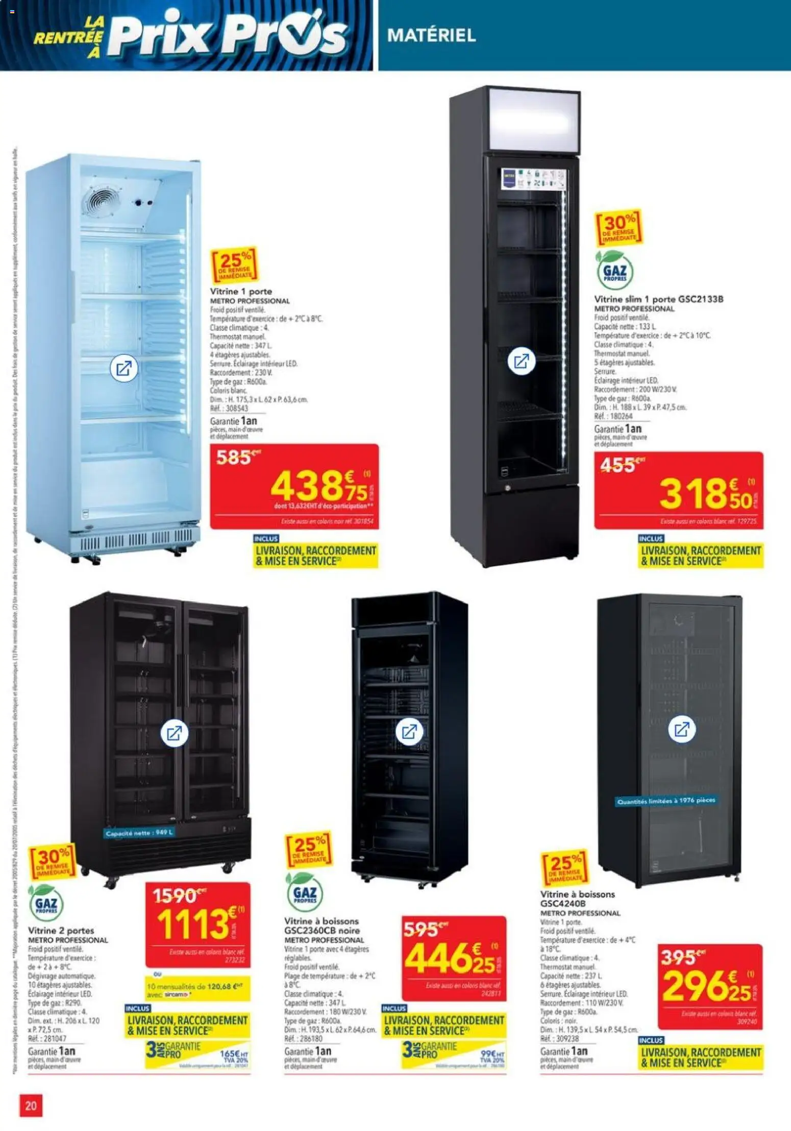 {H1} | Page: 20 | Produits: Vitrine, Boissons, Porte, Éclairage