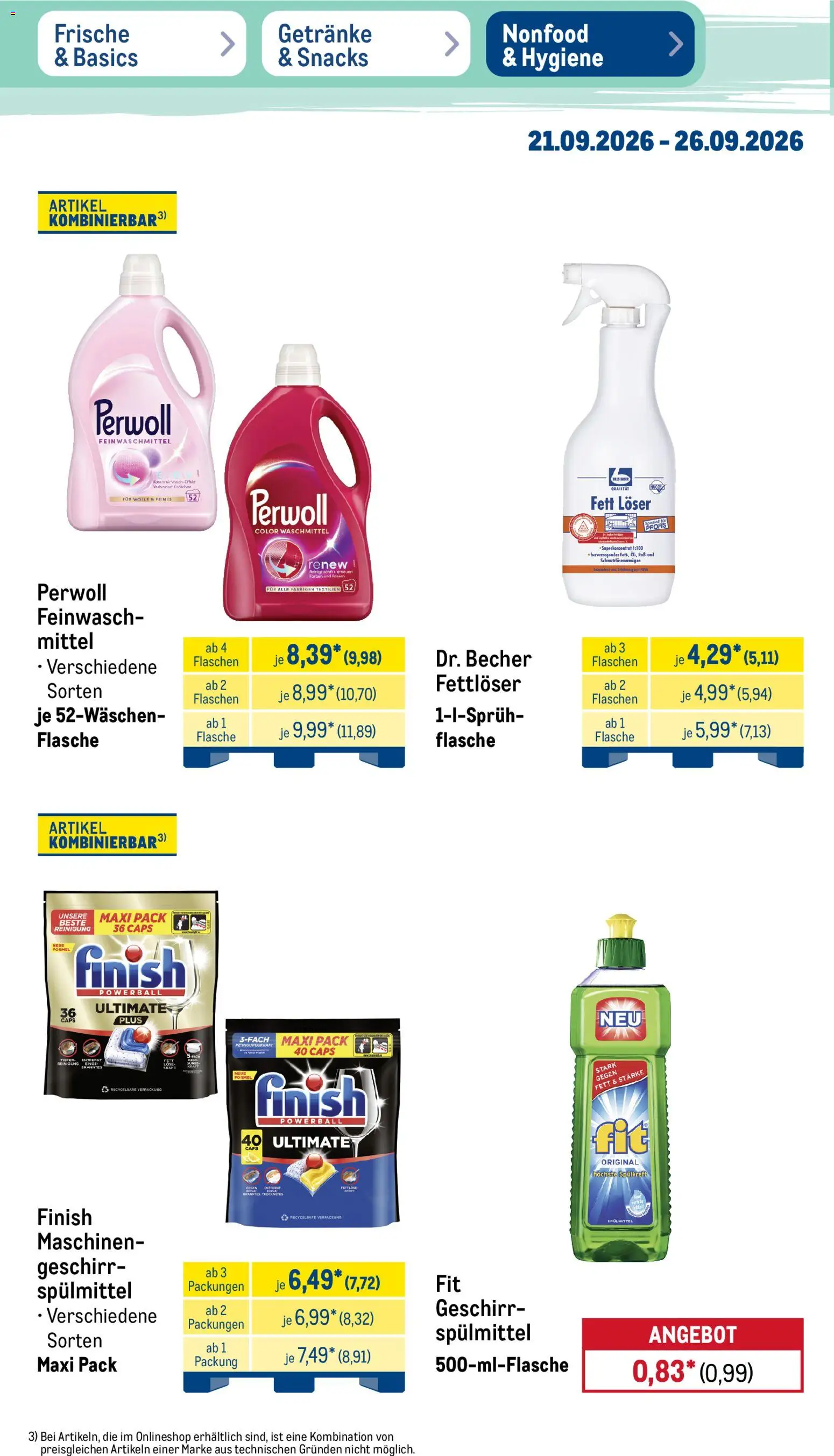 Metro Prospekt – gültig ab 21.09.2026 | Seite: 36 | Produkte: Perwoll, Finish, Waschmittel