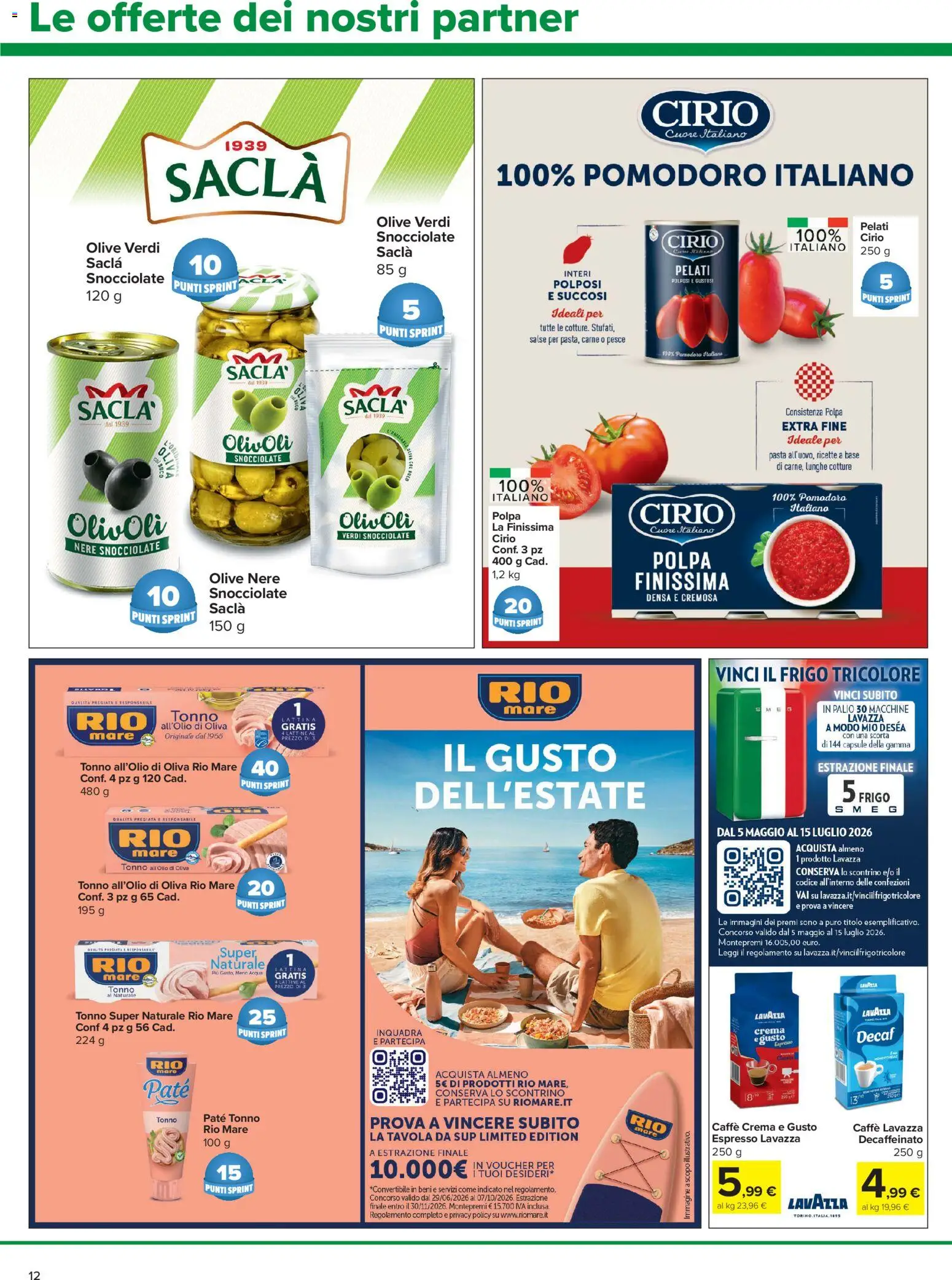 Volantino Carrefour del 02/07/2026 | Pagina: 12 | Prodotti: Caffè, Pesce, Pomodoro, Pasta