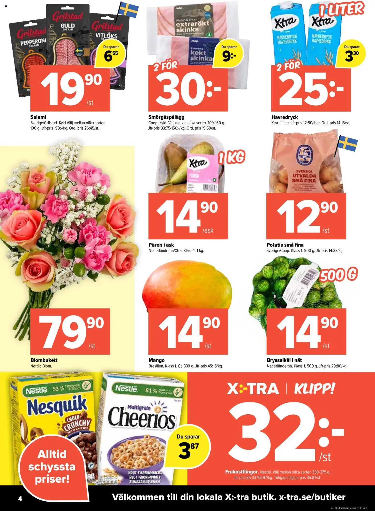 Coop X:-TRA reklamblad aktuell från 19/10/2026 | Sida: 4 | Produkter: Rom, Salami, Skinka, Potatis