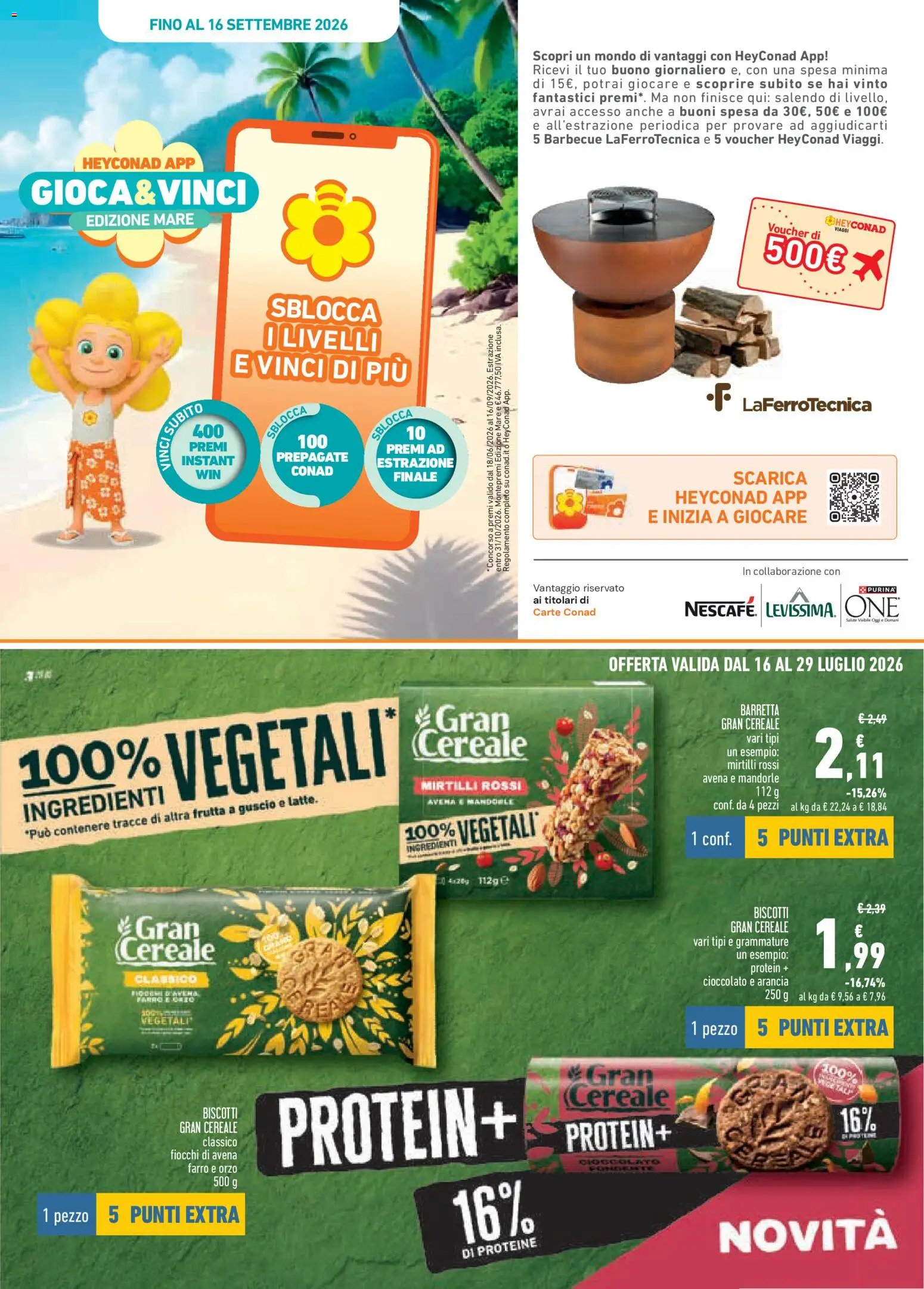 Volantino Conad del 16/07/2026 | Pagina: 3 | Prodotti: Biscotti, Fiocchi, Mirtilli, Arancia
