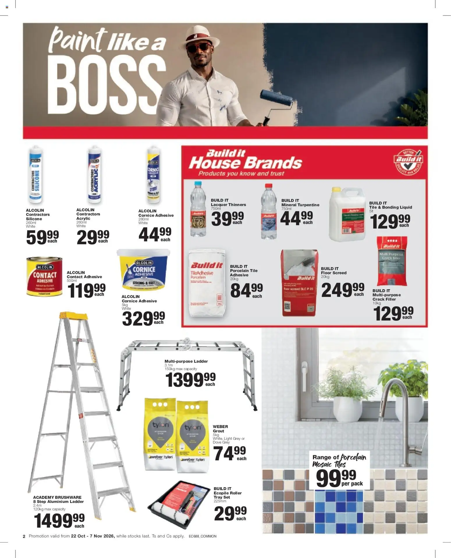 New Build It catalogue – valid from 22/10/2026 | Page: 2 | Products: Light, Adhesive, Crack filler, Silicone