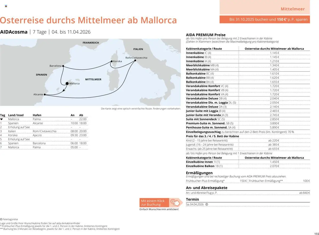 Aida Sommer 2026 – gültig ab 01.03.2026 | Seite: 155 | Produkte: Bett