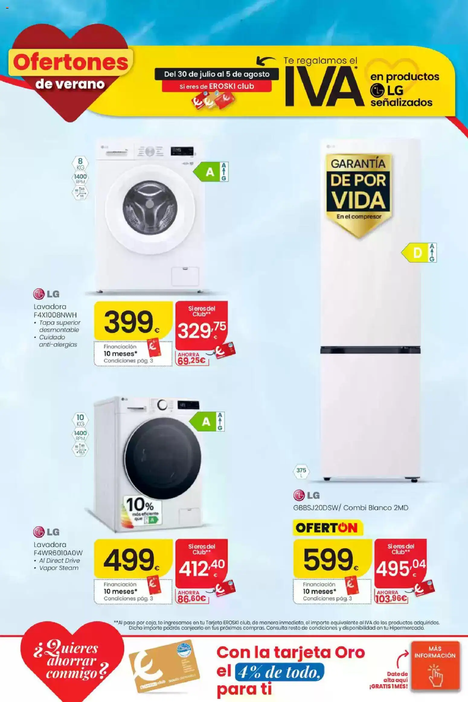 Eroski Te regalamos el Iva en televisores y electrodomésticos │ válido desde el 30/07/2026 | Página: 6 | Productos: Té, Lavadora, Combi