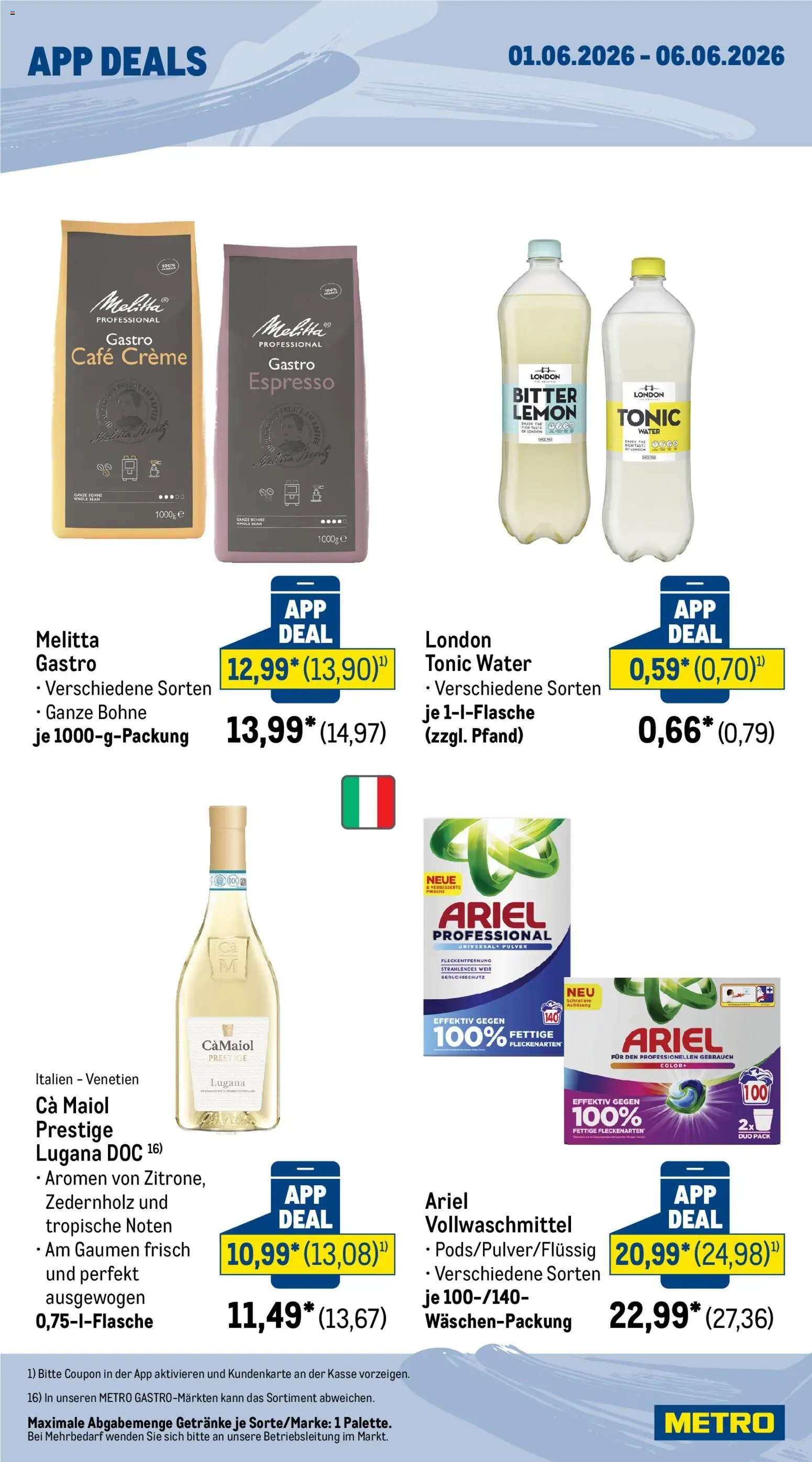 Metro App Deals – gültig ab 01.06.2026 | Seite: 2 | Produkte: Melitta, Ariel, Kaffee, Creme