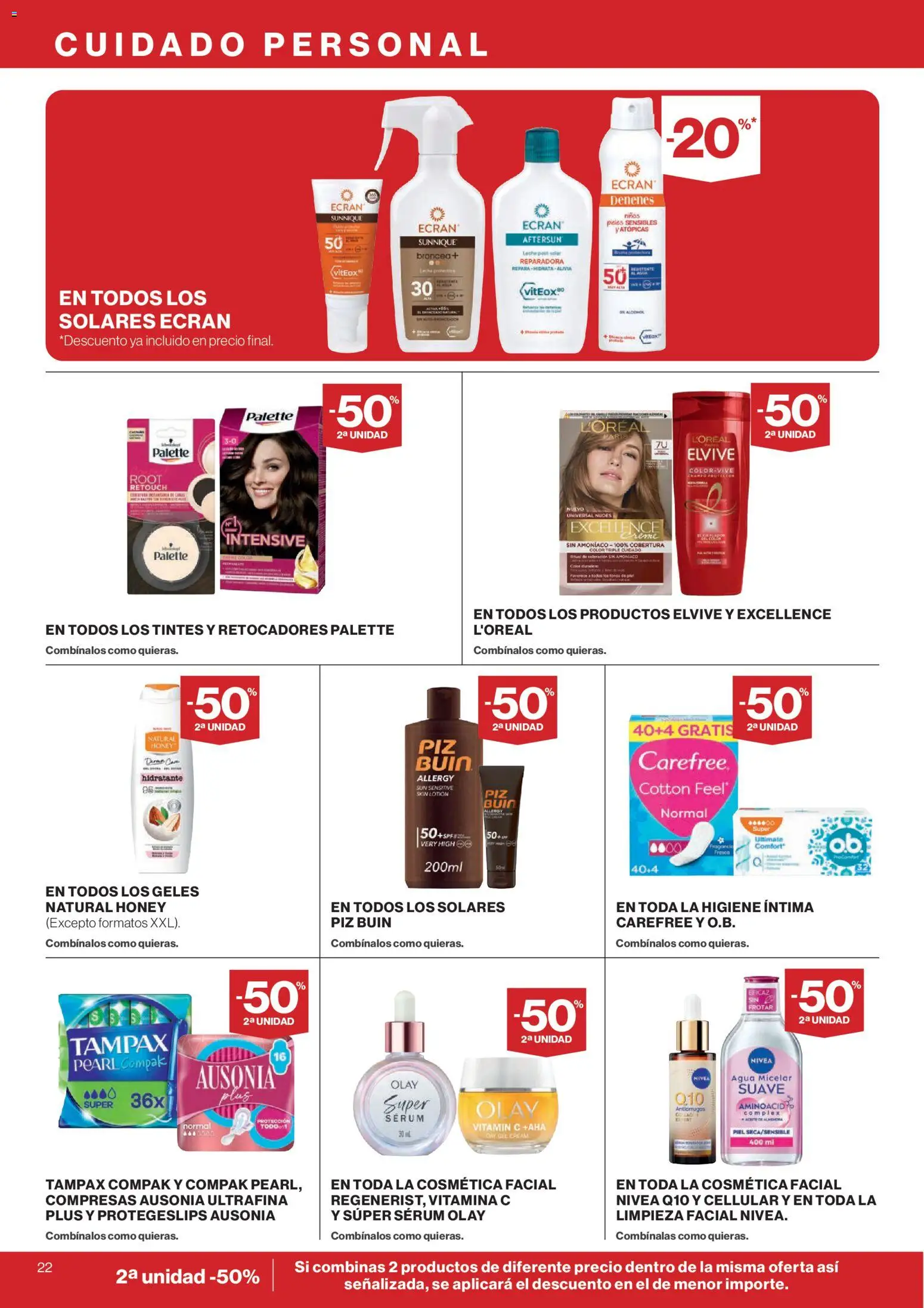 El Corte Inglés ofertas │ válido desde el 13/08/2026 | Página: 22 | Productos: Higiene íntima, Sérum, Leche, Compresas