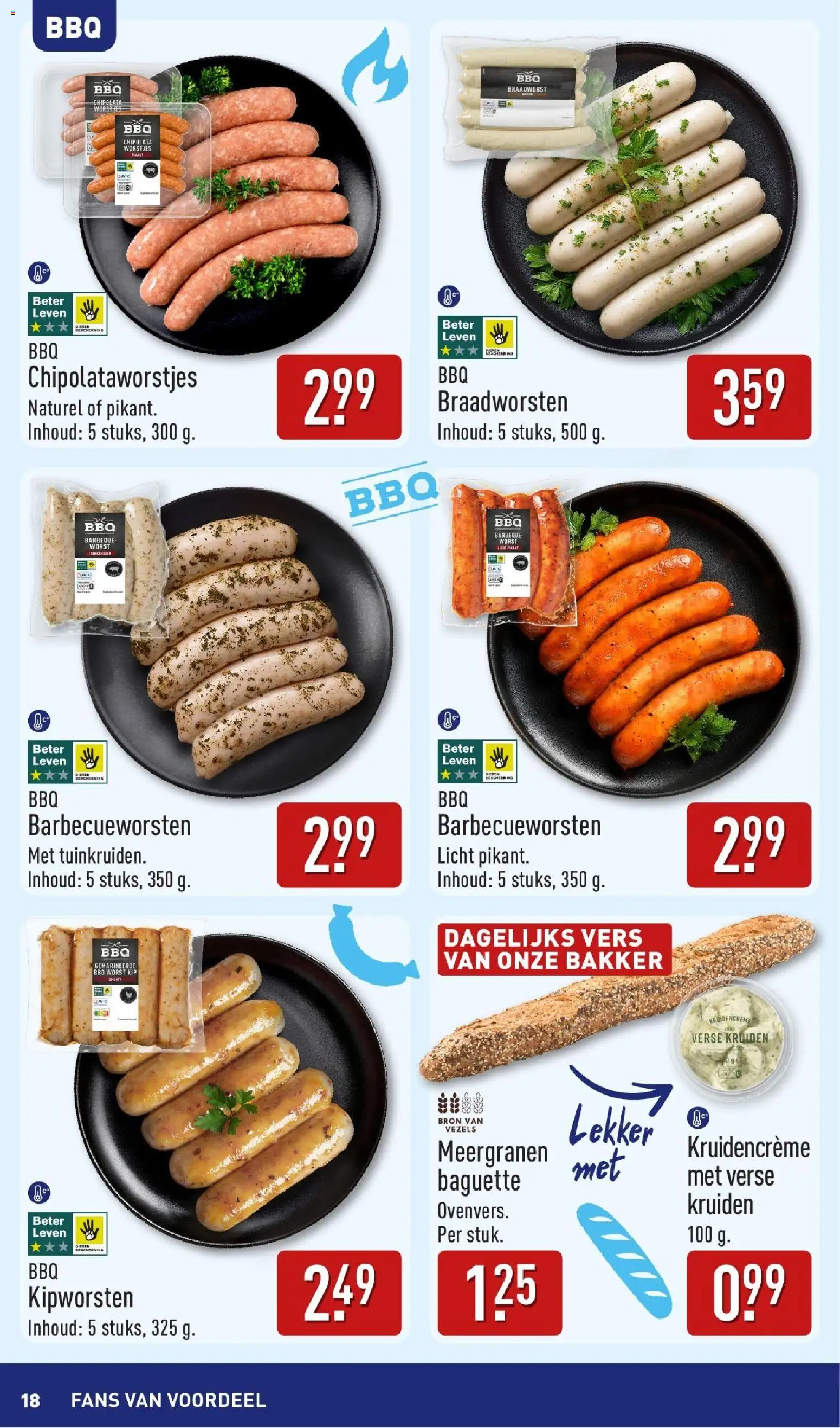{H1} | Pagina: 18 | Producten: Baguette, Dip, Szeletelt bacon, Kip