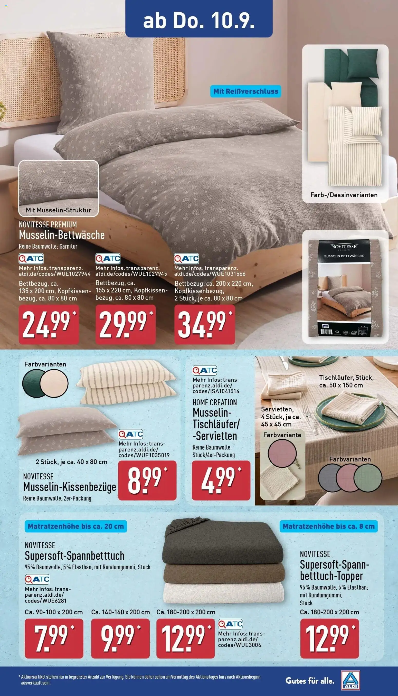 Aldi Aktueller Prospekt (ab 07.09.2026) » Angebote Online | Seite: 25 | Produkte: Topper, Bettwäsche, Kopfkissen, Home creation