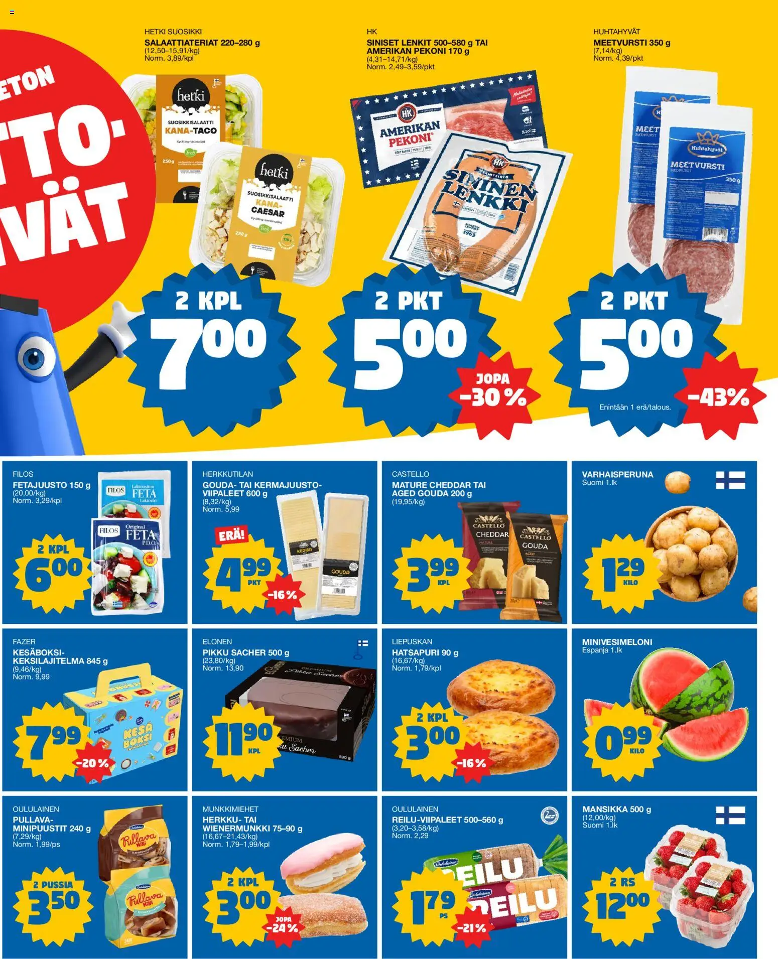 Tokmanni Ruokatarjoukset – voimassa 02/07/2026 alkaen | Sivu: 3 | Tuotteet: Meetvursti, Kana, Kermajuusto, Kerma