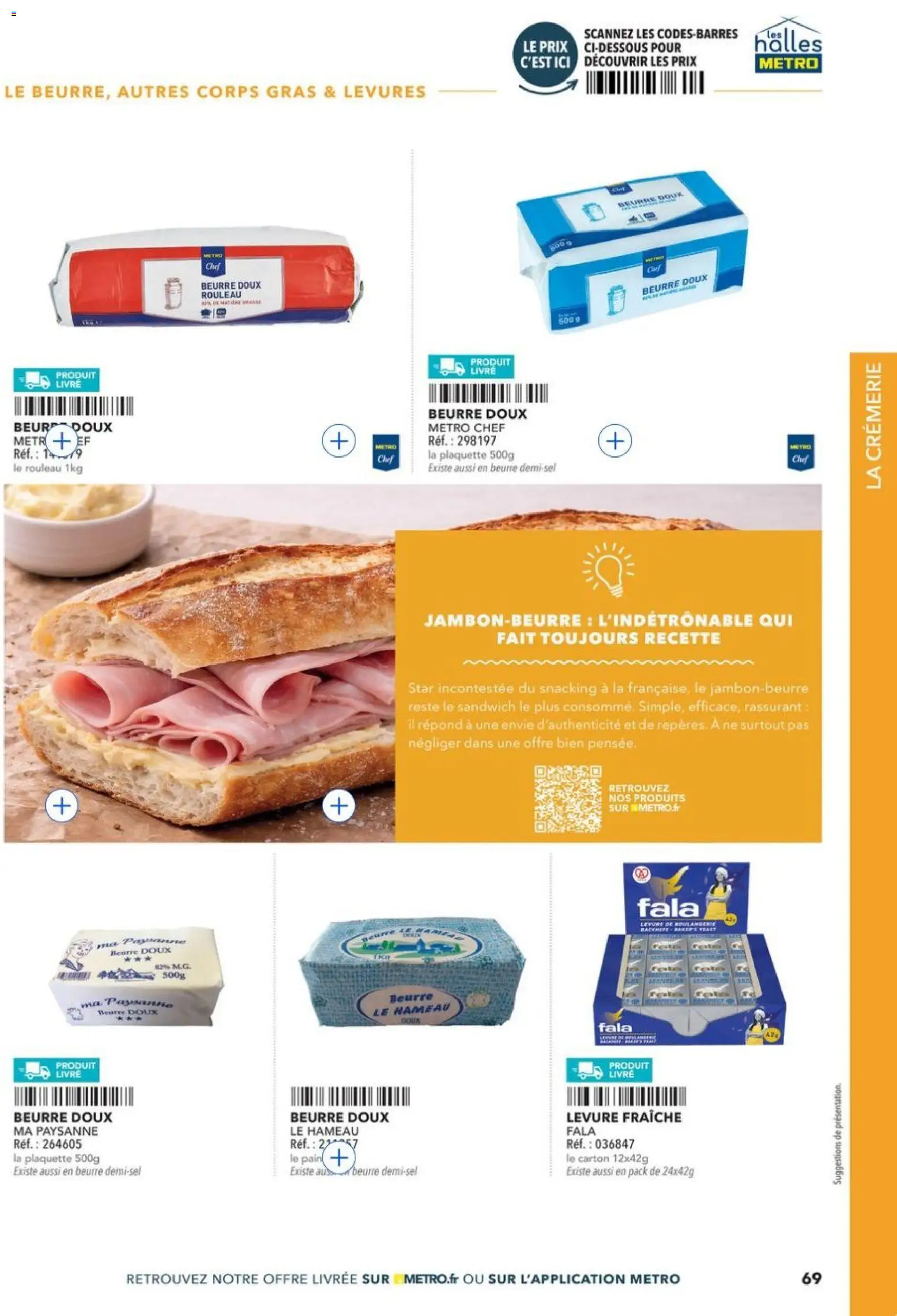 {H1} | Page: 69 | Produits: Sandwich, Rouleau, Beurre, Livre