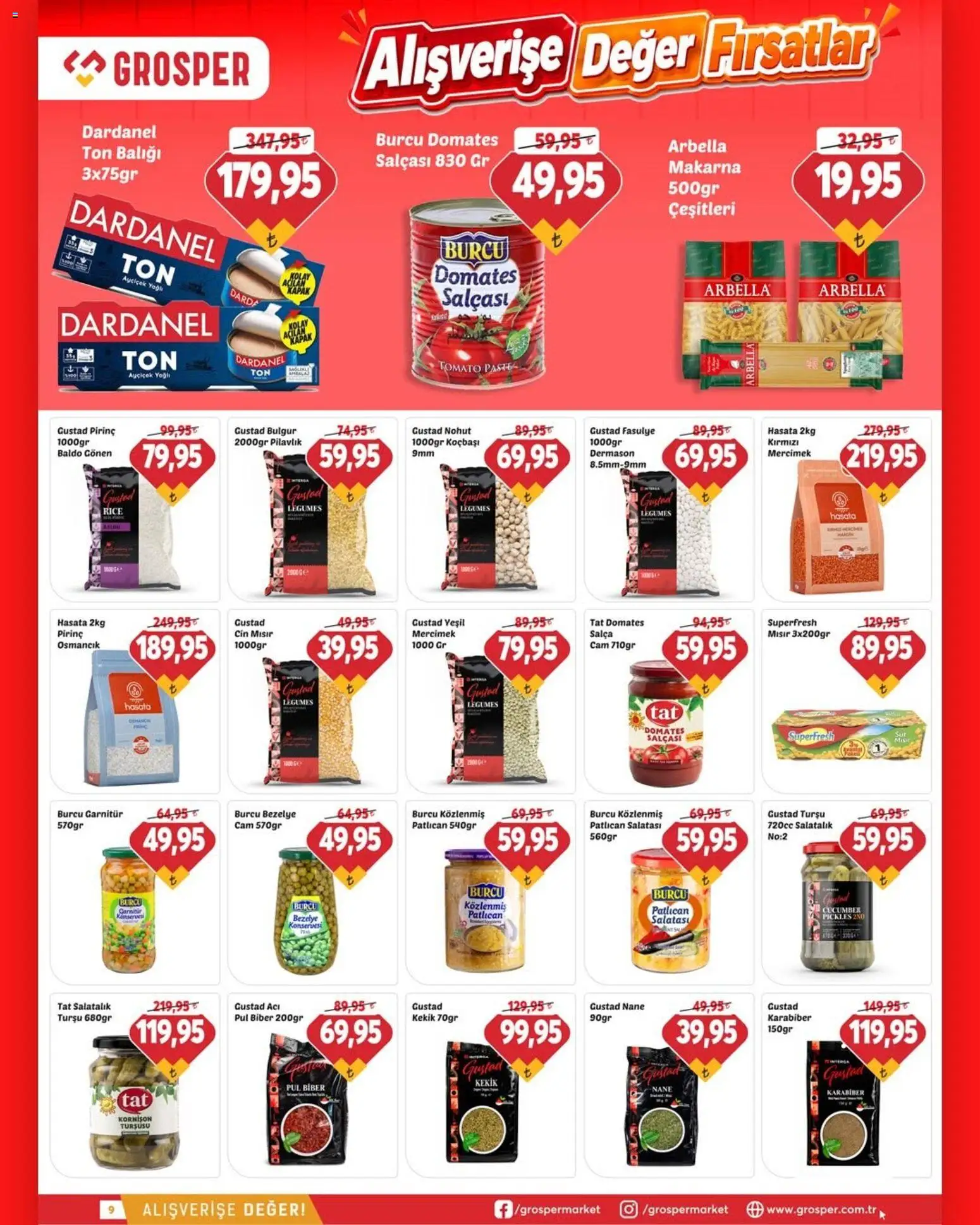 Grosper Katalog - 15 Temmuz 2026 tarihinden itibaren geçerlidir | Sayfa: 9 | Ürünler: Ravioli, Pirinç, Karabiber, Kekik