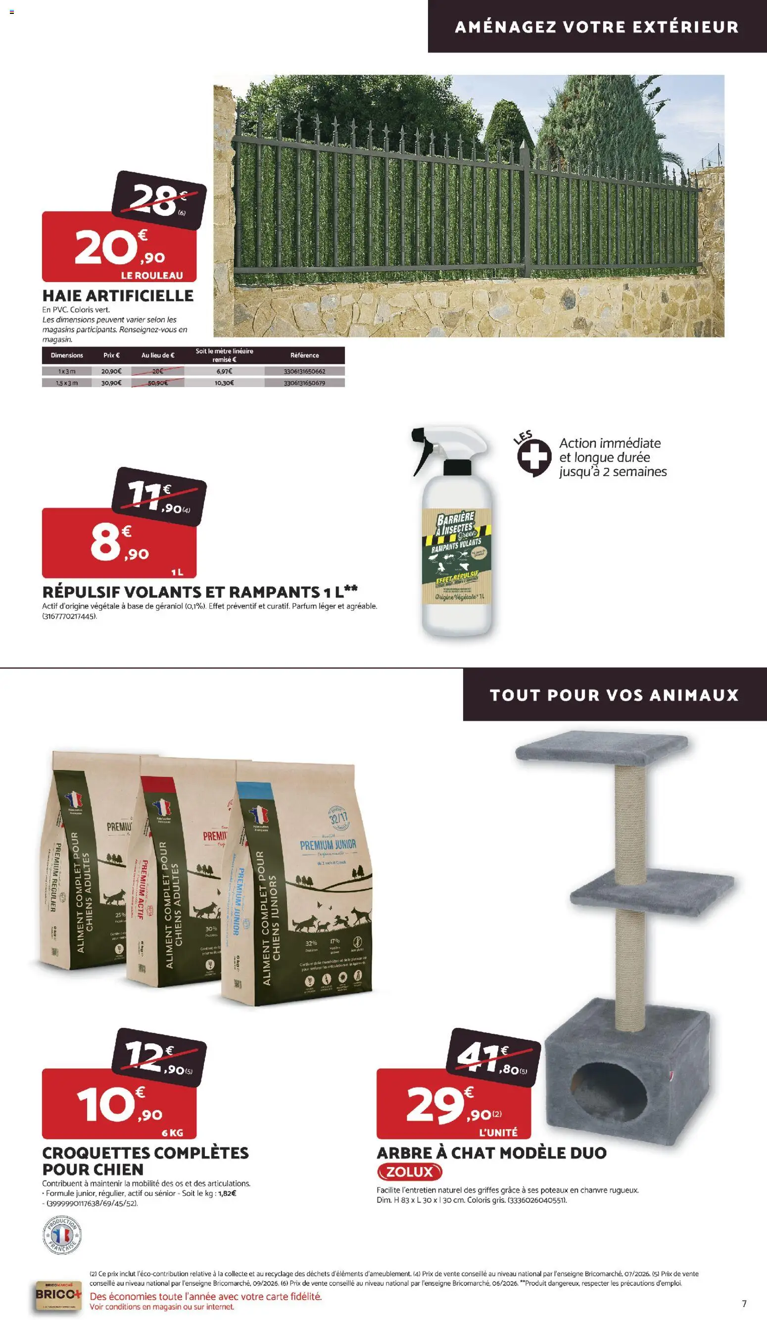 {H1} | Page: 7 | Produits: Croquettes, Haie artificielle, Parfum, Rouleau