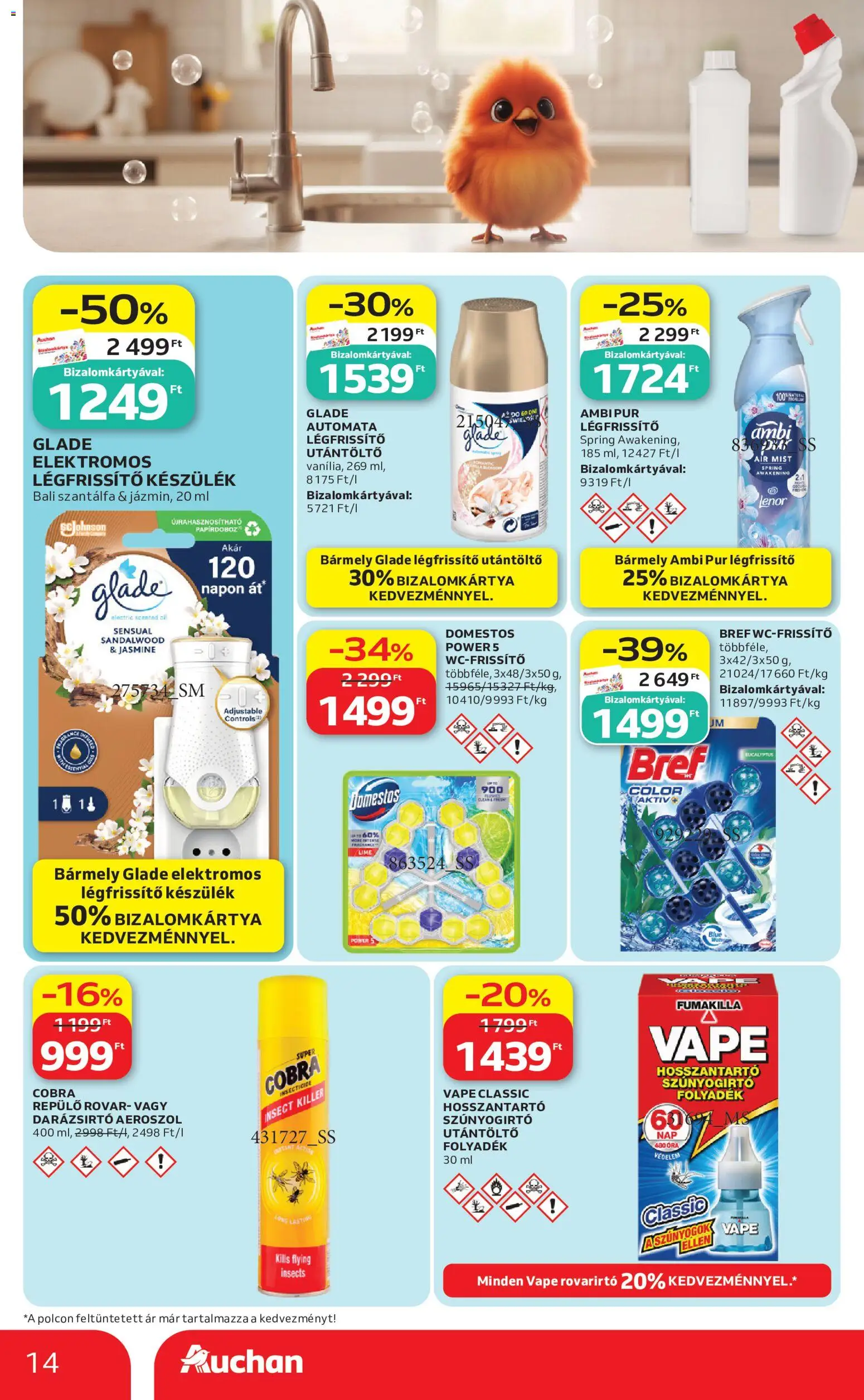 Auchan akciós ujság - amely érvényes a következő dátumtól: 04.05.2026 | Oldal: 14 | Termékek: Lime, Légfrissítő, Óra