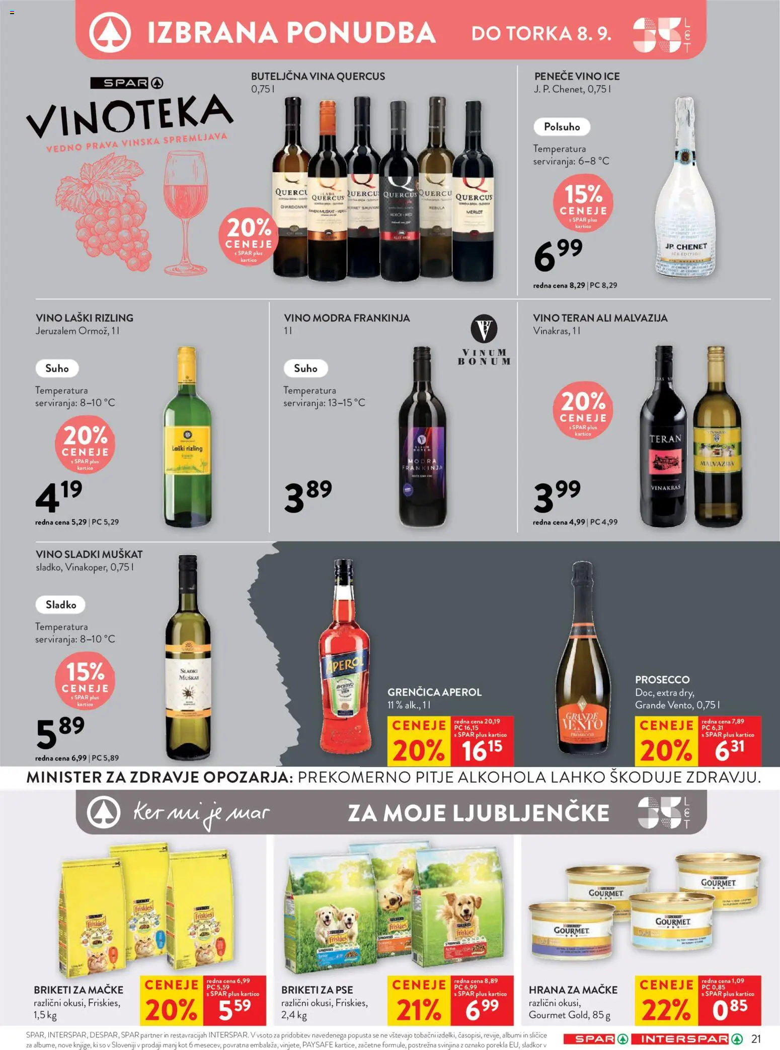 Novi Spar katalog ponudbe – veljaven od 02.09.2026 | Stran: 32 | Izdelki: Hrana za mačke, Vino, Briketi, Sladkor