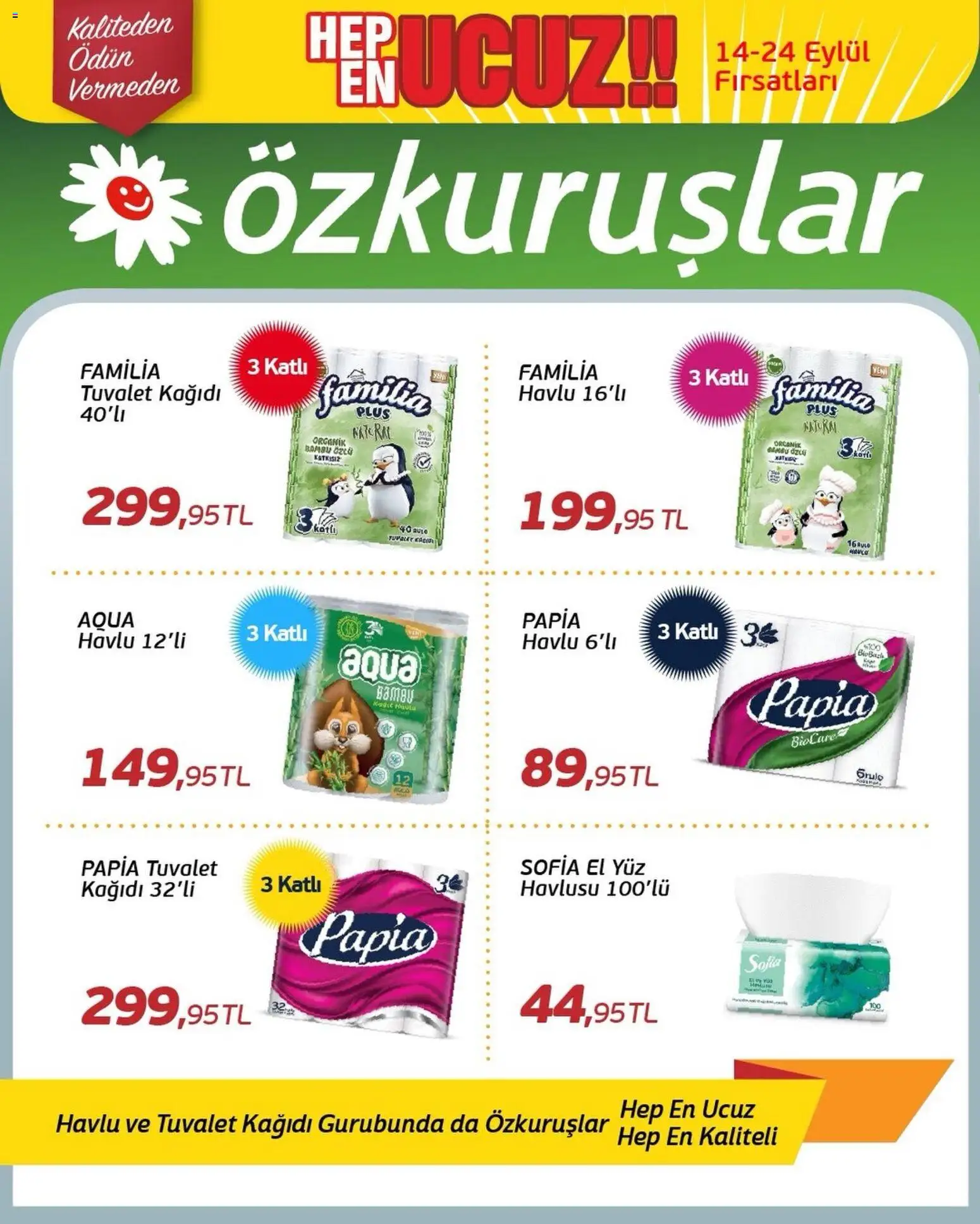 Özkuruşlar Katalog - 14 Eylül 2026 tarihinden itibaren geçerlidir | Sayfa: 21 | Ürünler: Tuvalet, Tuvalet kağıdı