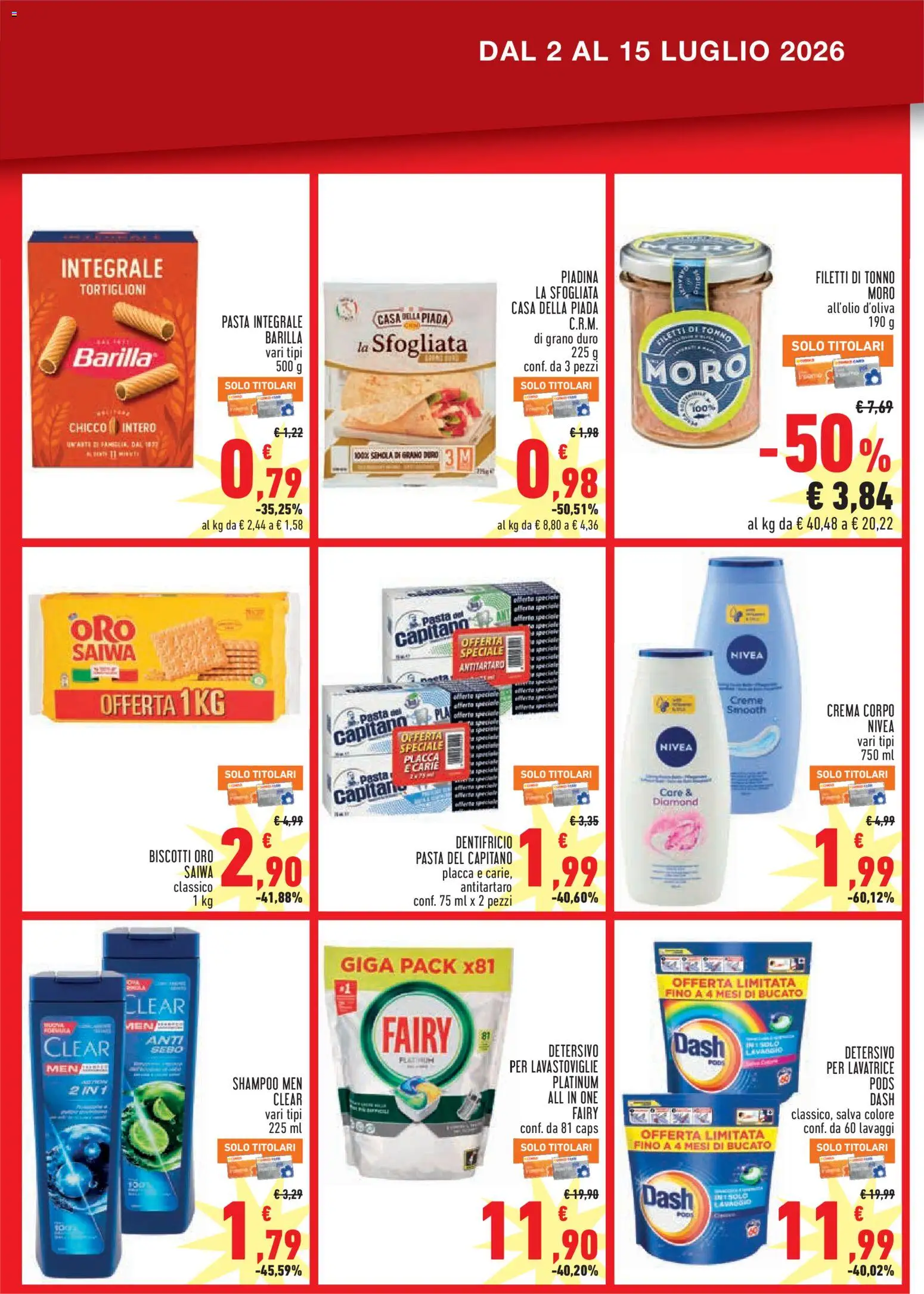 Volantino Conad del 02/07/2026 | Pagina: 3 | Prodotti: Shampoo, Lavastoviglie, Piadina, Tonno