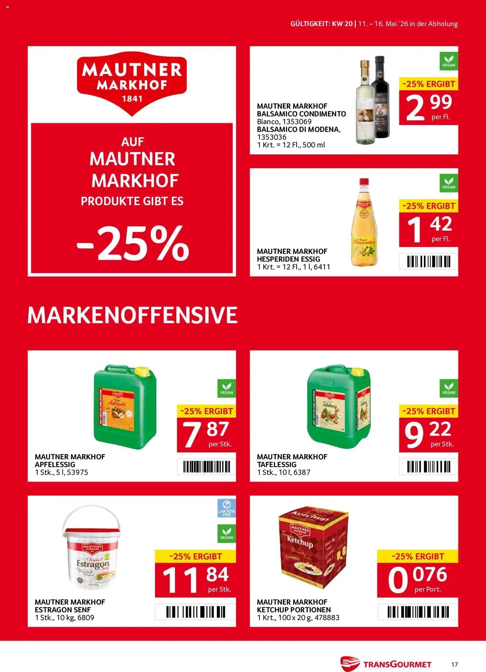 Transgourmet Flugblatt gültig ab 11.05.2026 | Seite: 17 | Produkte: Ketchup