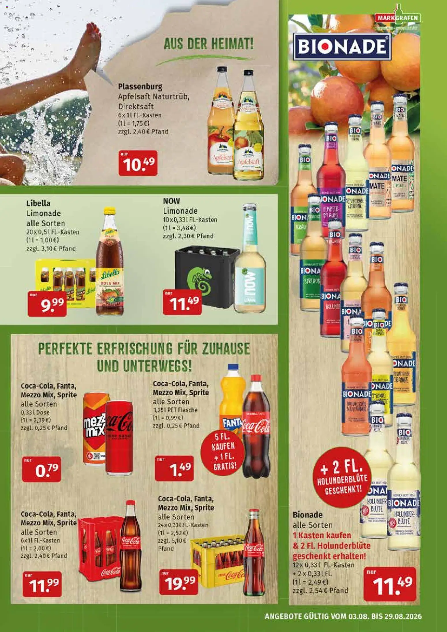 Markgrafen Prospekt – gültig ab 03.08.2026 | Seite: 7 | Produkte: Sprite, Limonade, Bionade, Apfelsaft