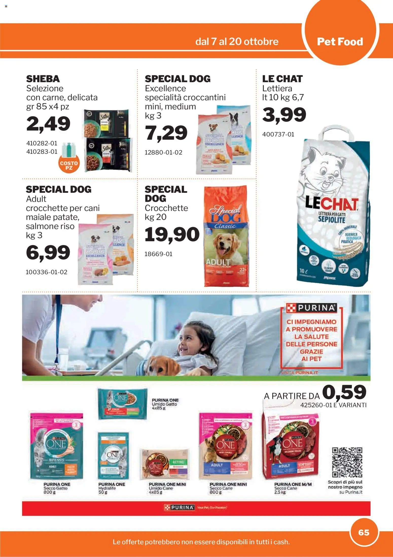Volantino Sogegross del 07/10/2026 | Pagina: 65 | Prodotti: Lettiera per gatti, Maiale, Salmone, Crocchette per cani