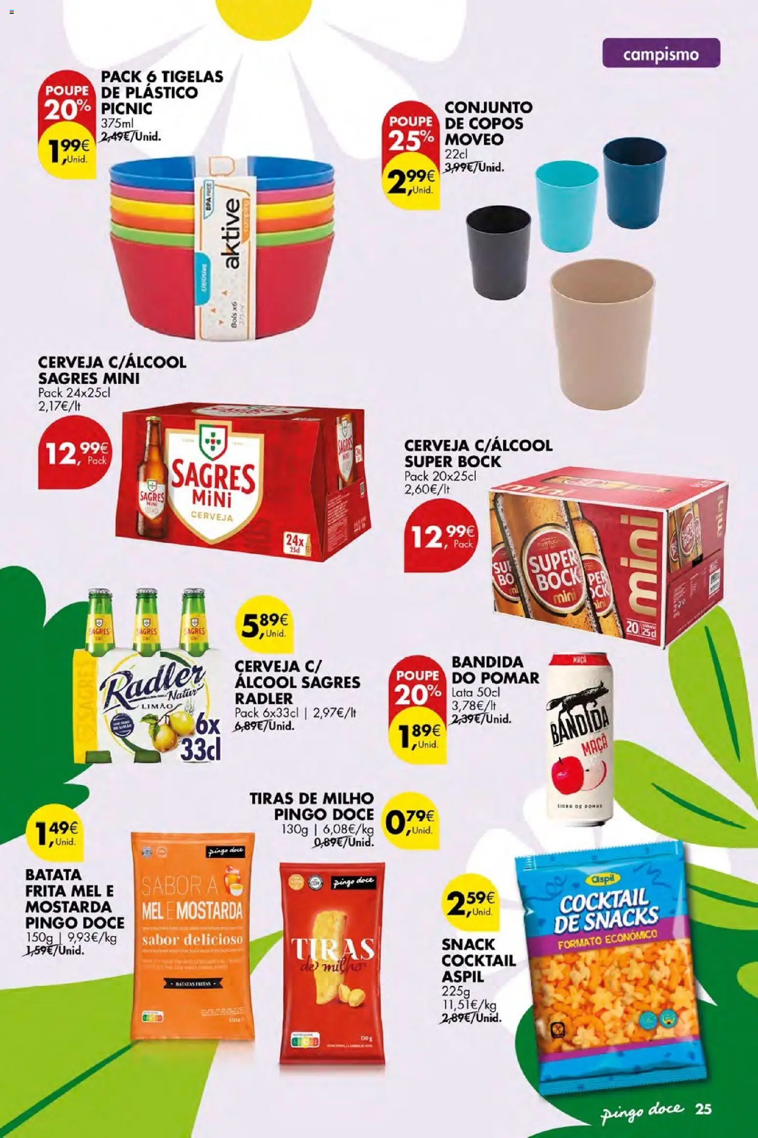 Pingo Doce Bazar Ar Livre Açores │ válido de 04.06.2026 | Página: 25 | Produtos: Batata, Copos, Cerveja, Mel