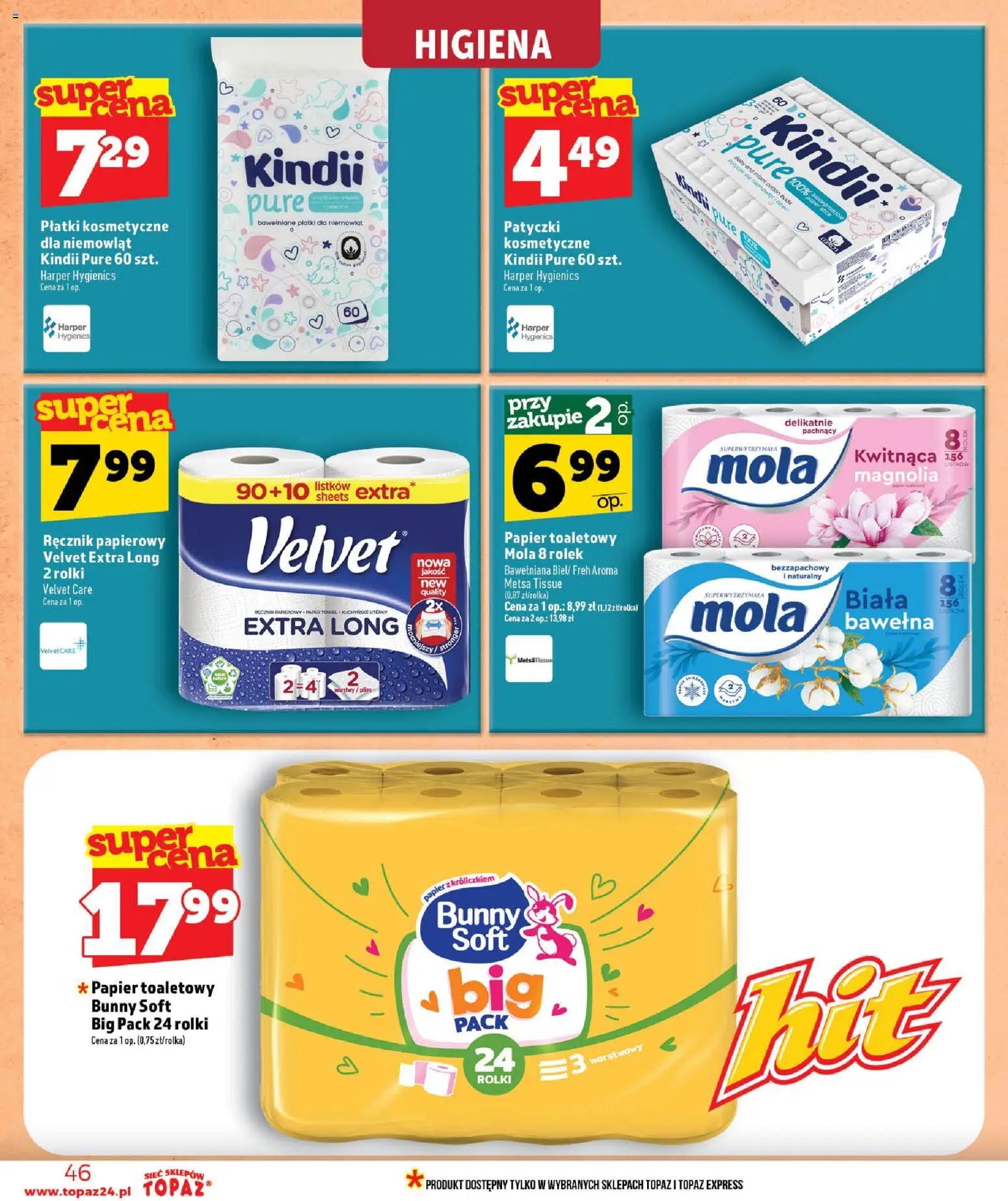 Topaz gazetka - Ceny małe na stałe od 25.06.2026 | Strona: 46 | Produkty: Papier toaletowy, Rolki, Płatki, Ręcznik papierowy