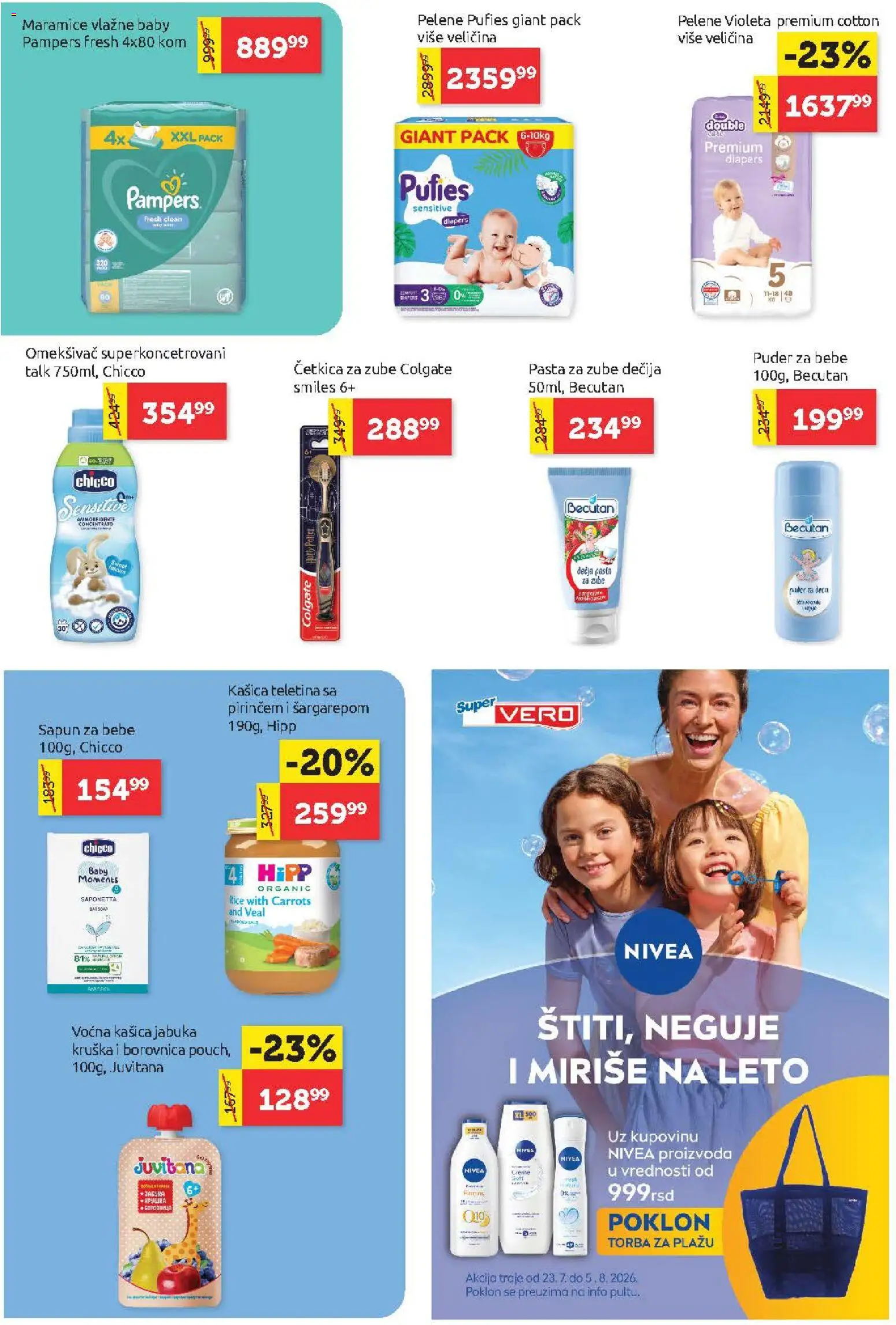 SuperVERO katalog - važi od 23.07.2026 | Strana: 22 | Proizvode: Colgate, Nivea, Torba, Pelene