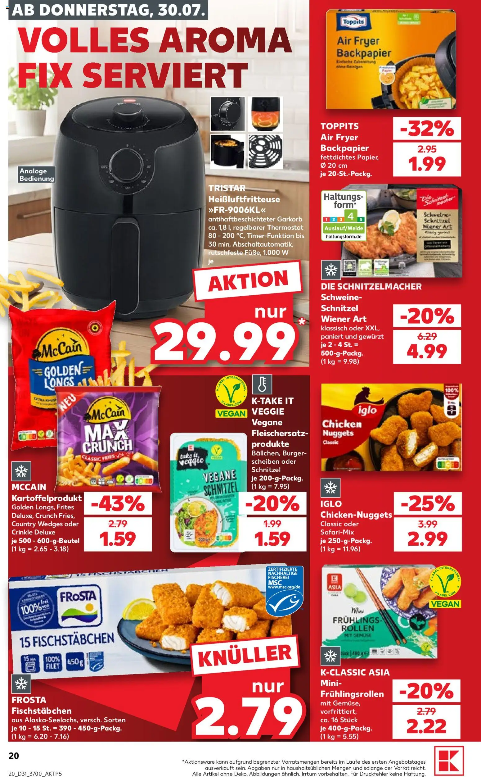 Kaufland Prospekt Rostock – gültig ab 30.07.2026 | Seite: 20 | Produkte: McCain, Frosta, Gemüse, Heißluftfritteuse