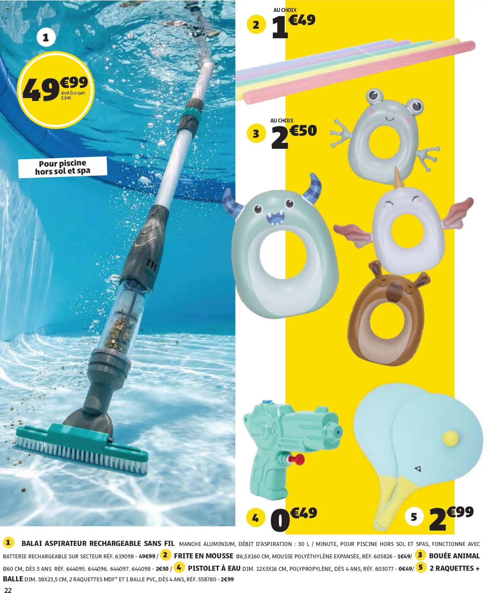 {H1} | Page: 22 | Produits: Aspirateur, Mousse, Balai, Batterie