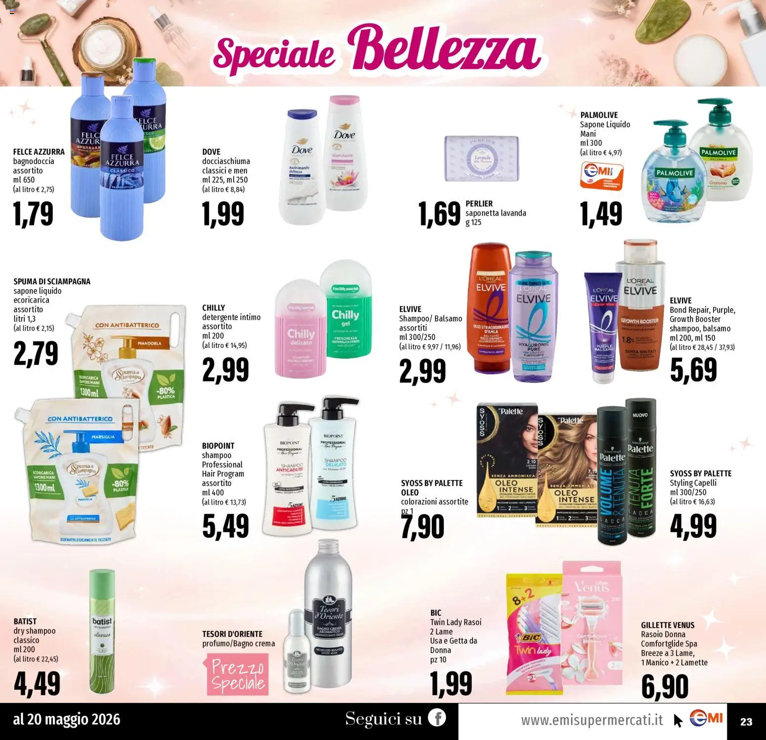 Volantino EMI del 07.05.2026 | Pagina: 23 | Prodotti: Shampoo, Sapone, Detergente intimo, Lavanda