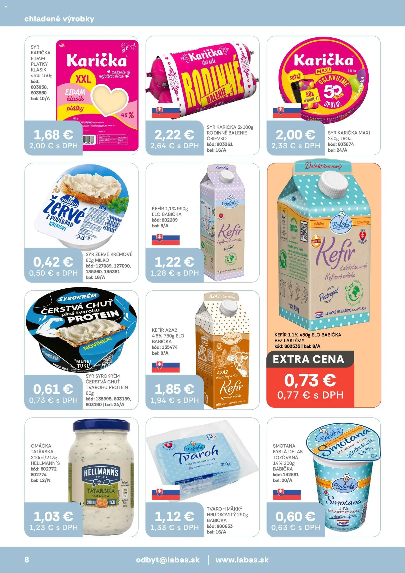 Nové Labaš akcie – leták je platný od 11.09.2026 | Strana: 8 | Produkty: Smotana, Eidam, Protein, Žervé