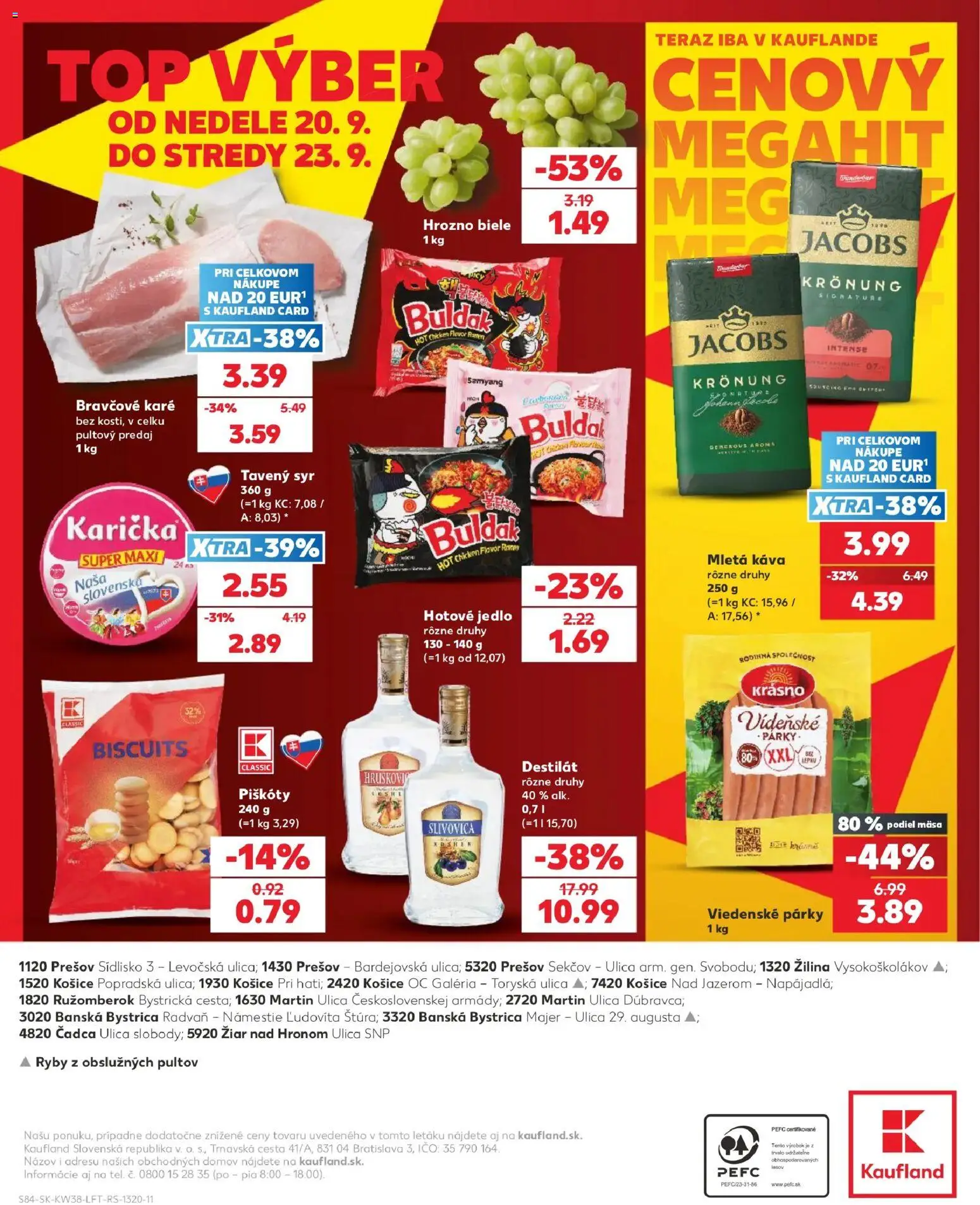 Nové Kaufland akcie – leták je platný od 17.09.2026 | Strana: 84 | Produkty: Mletá káva, Párky, Destilát, Bravčové karé
