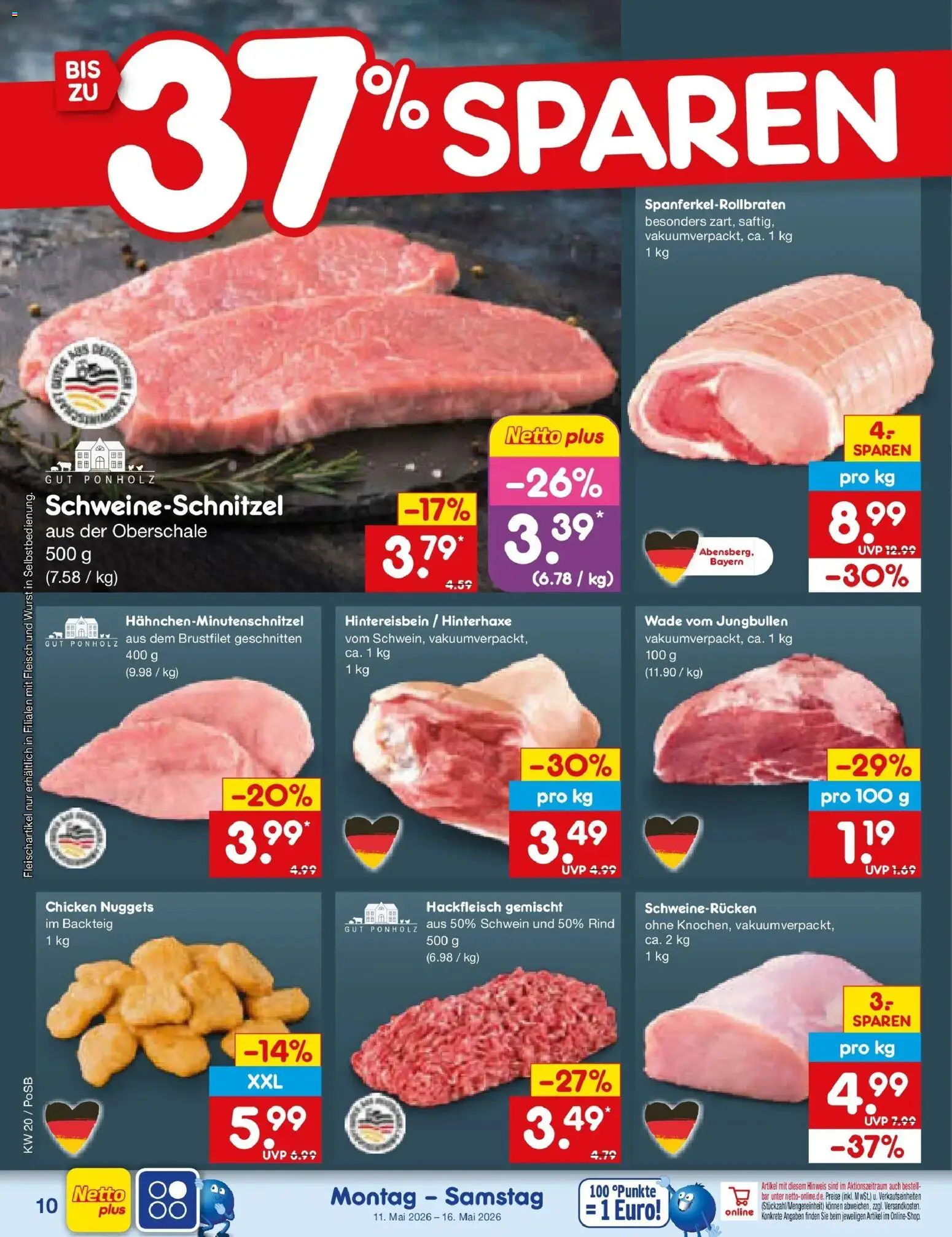 Netto Marken-Discount Prospekt Regensburg	 – gültig ab 10.05.2026 | Seite: 11 | Produkte: Wurst, Schweinerucken, Fleisch, Hackfleisch