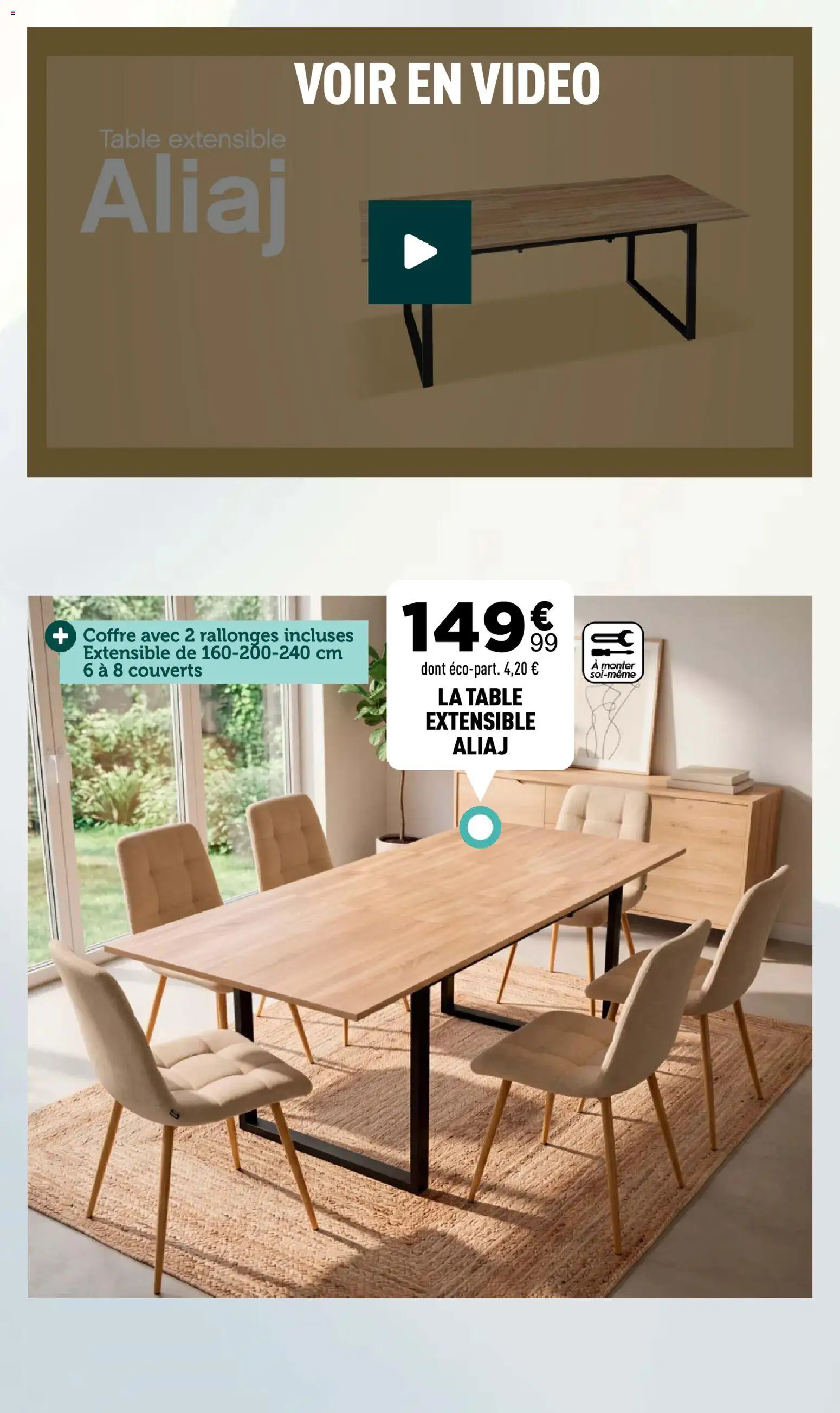 {H1} | Page: 4 | Produits: Couverts, Vidéo, Table extensible, Table