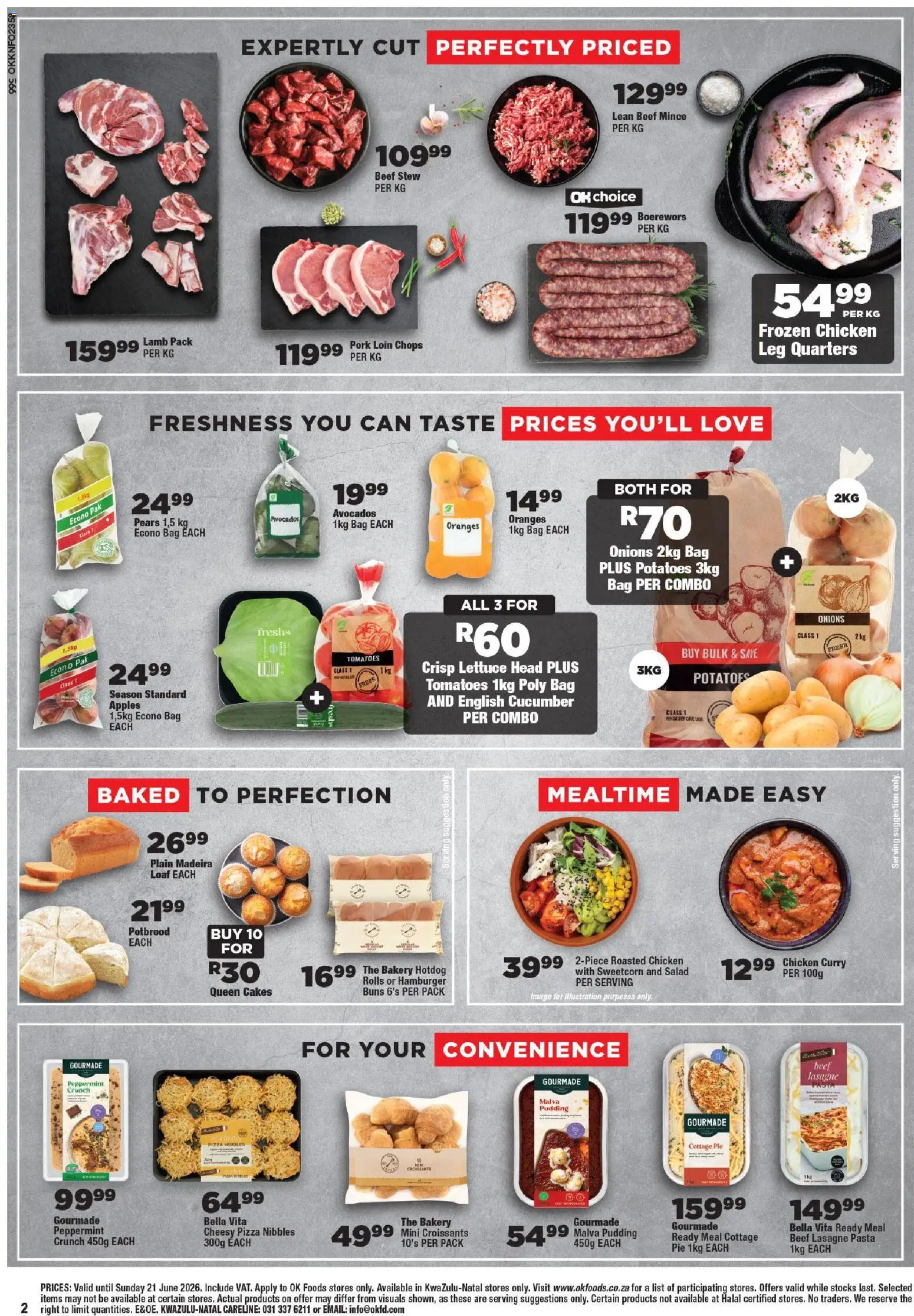 New OK Foods catalogue – valid from 10.06.2026 | Page: 2 | Products: Boerewors, Chicken, Tomatoes, Lettuce
