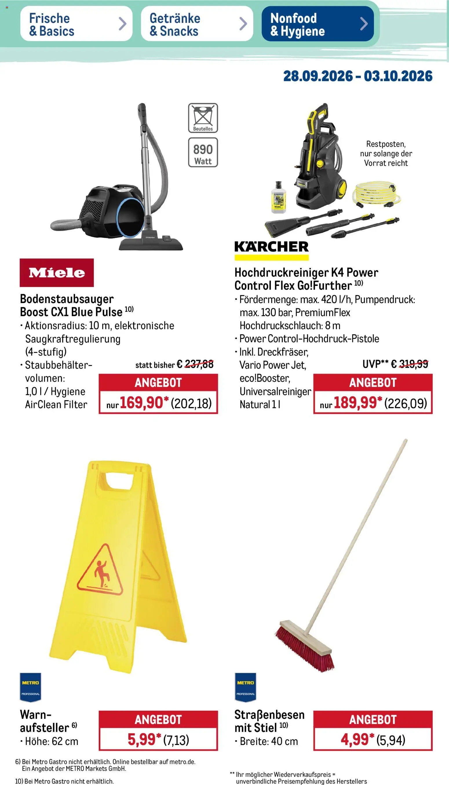Metro Prospekt – gültig ab 28.09.2026 | Seite: 46 | Produkte: Miele, Hochdruckreiniger