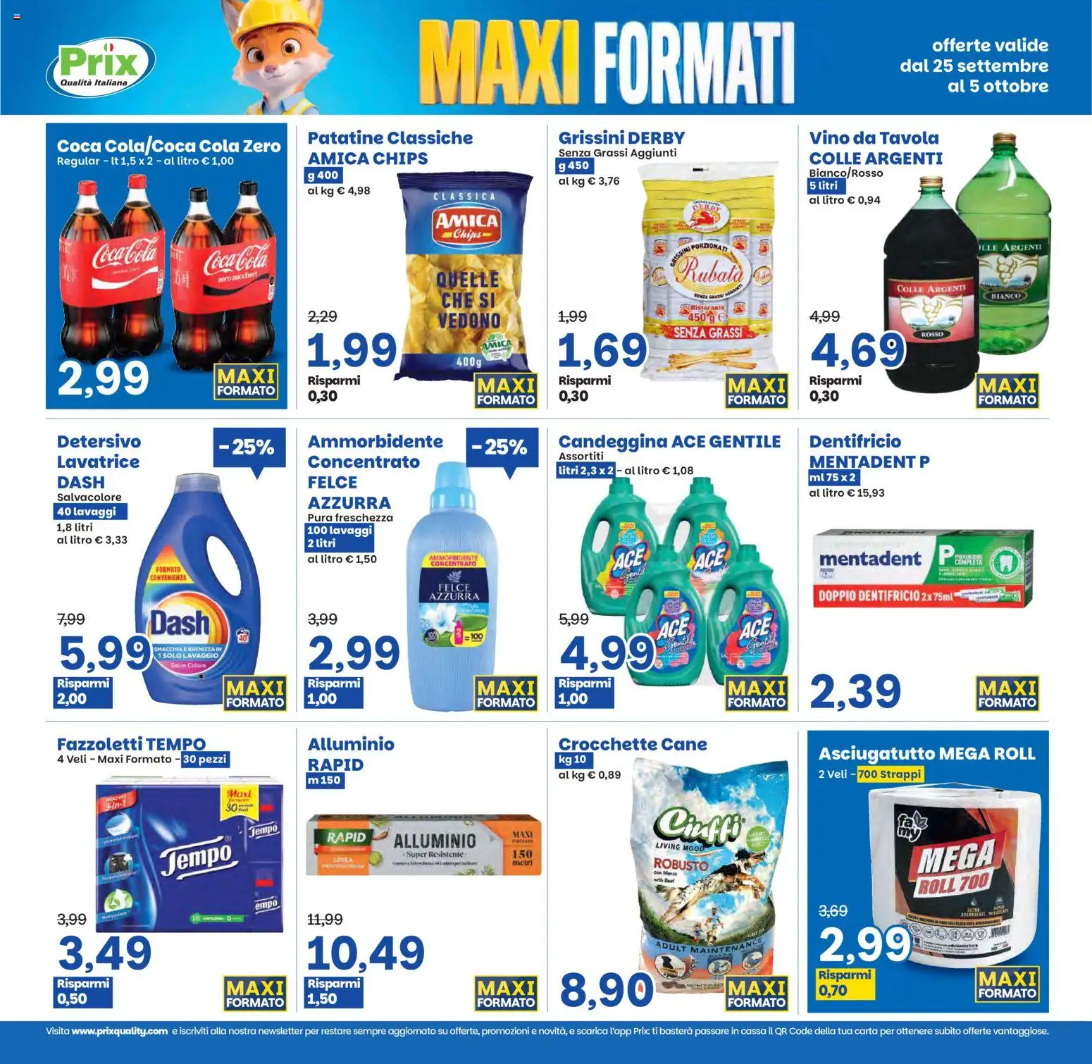 Volantino Prix del 25/09/2026 | Pagina: 6 | Prodotti: Dentifricio, Vino, Crocchette, Grissini