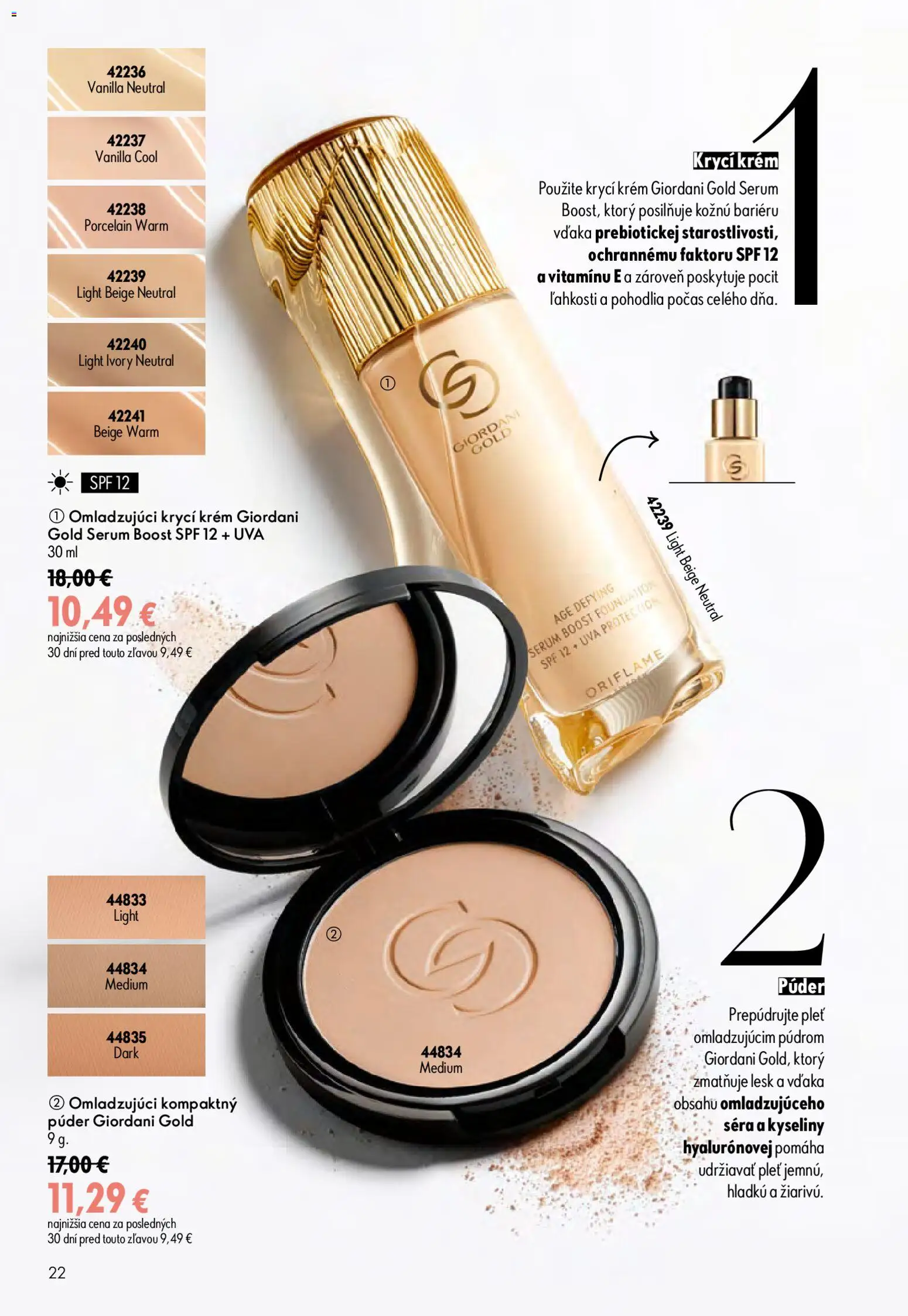 Nové Oriflame akcie – leták je platný od 17.06.2026 | Strana: 22 | Produkty: Púder, Krém